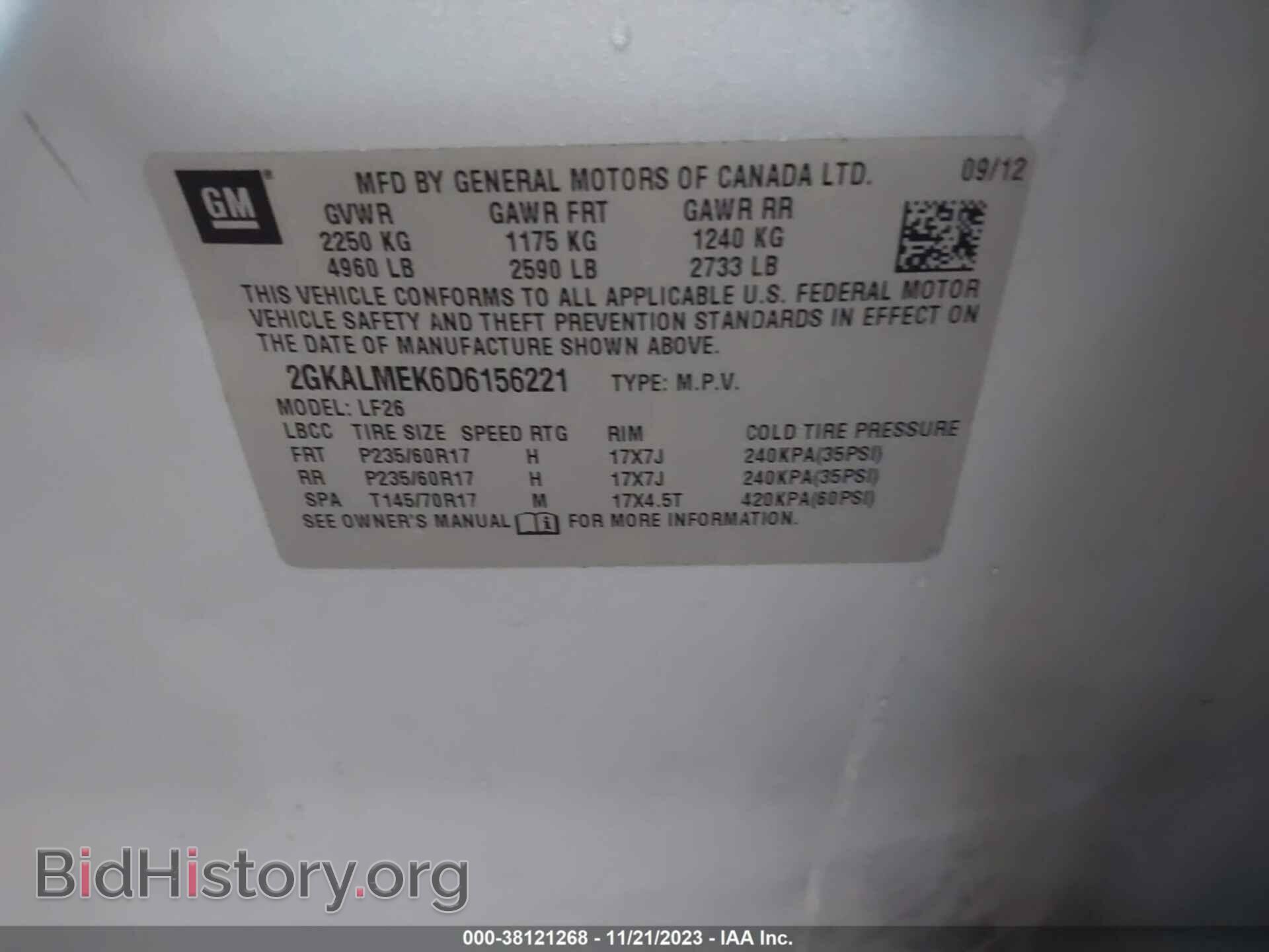 2013 GMC TERRAIN - VIN: 2GKALMEK6D6156221 - Фото 9