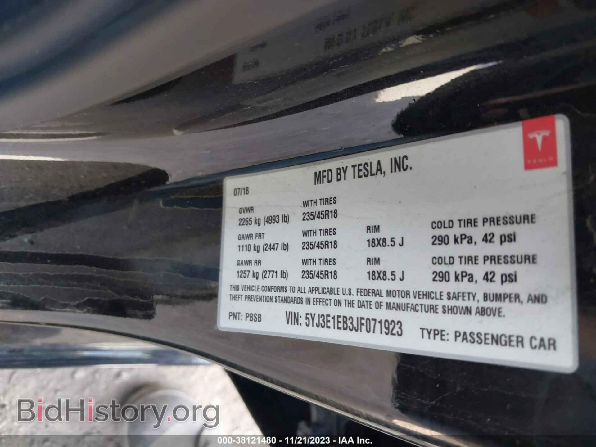 2018 TESLA MODEL 3 - VIN: 5YJ3E1EB3JF071923 - Photo 9