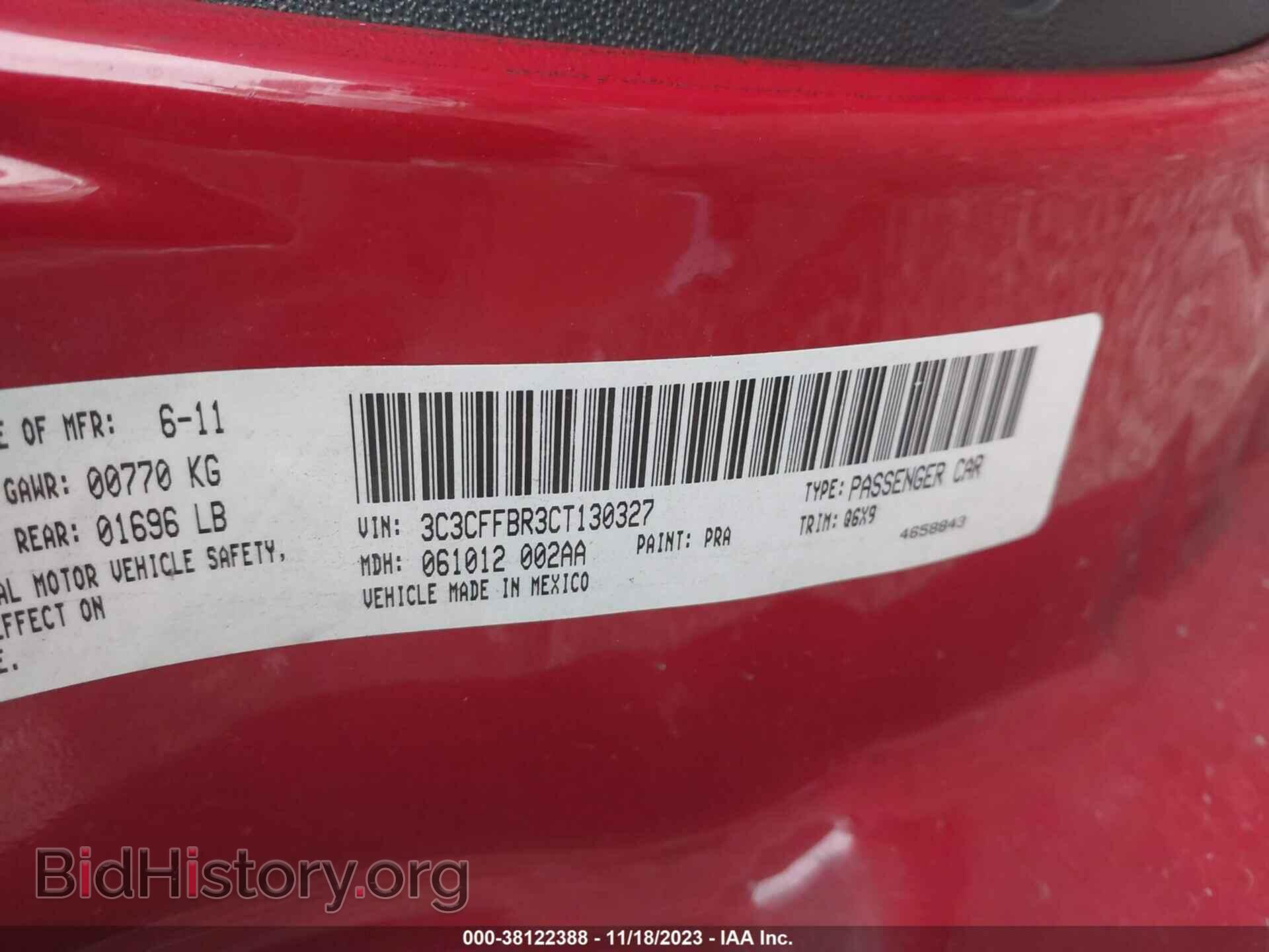2012 FIAT 500 - VIN: 3C3CFFBR3CT130327 - Фото 9