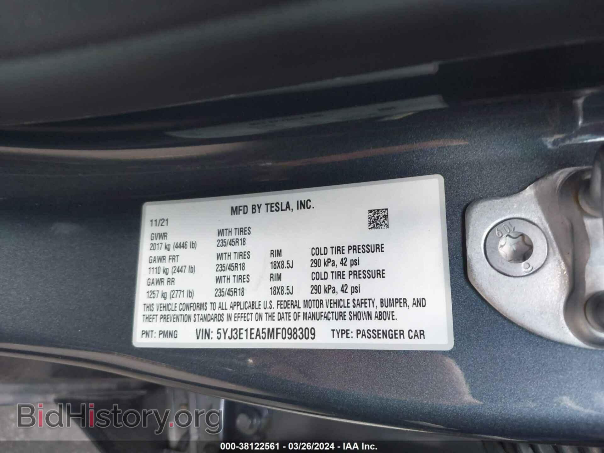 2021 TESLA MODEL 3 - VIN: 5YJ3E1EA5MF098309 - Photo 9
