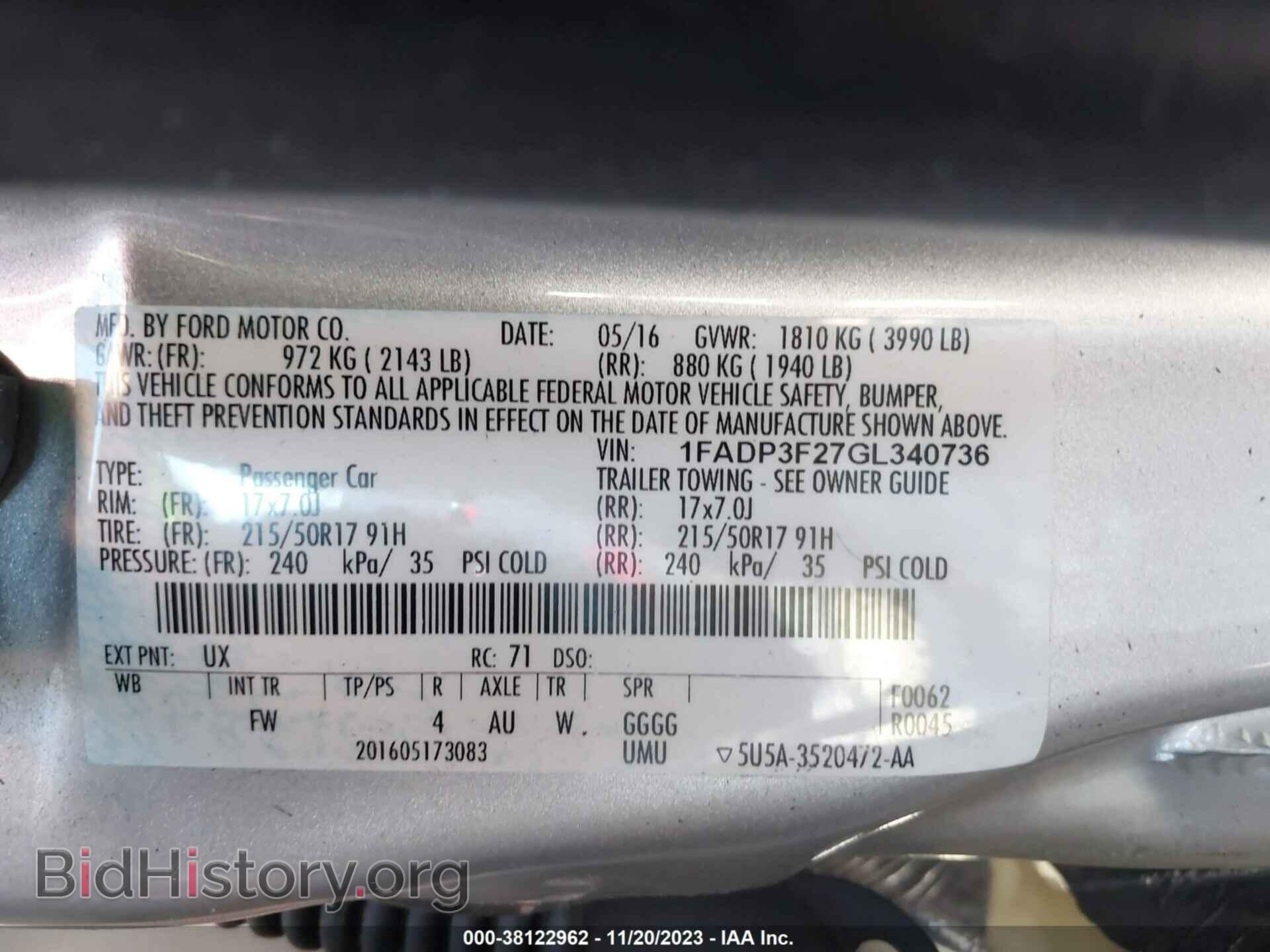 2016 FORD FOCUS - VIN: 1FADP3F27GL340736 - Фото 9