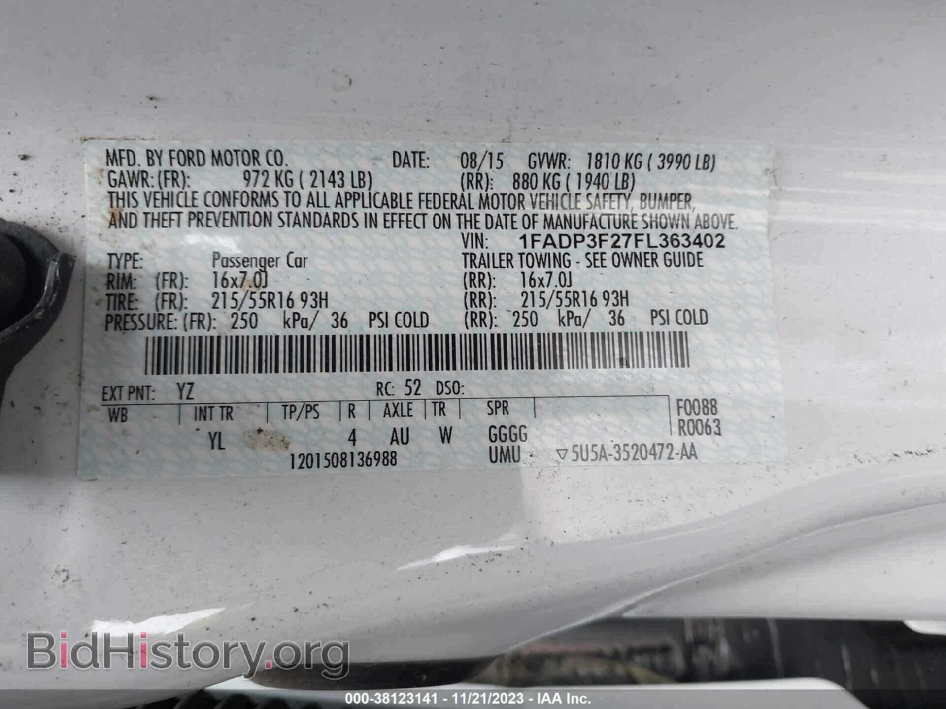 2015 FORD FOCUS - VIN: 1FADP3F27FL363402 - Фото 9