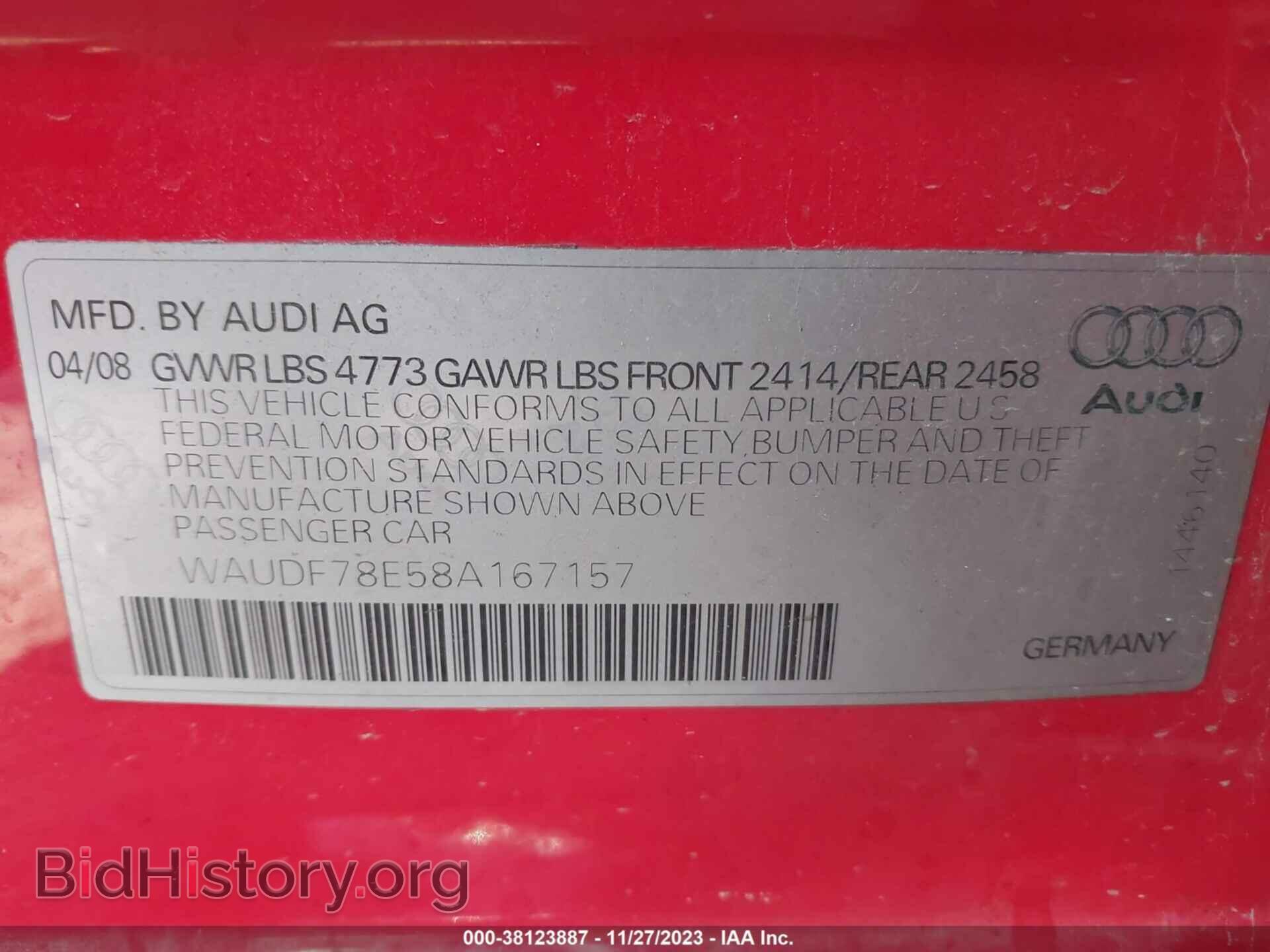 2008 AUDI A4 - VIN: WAUDF78E58A167157 - Фото 9