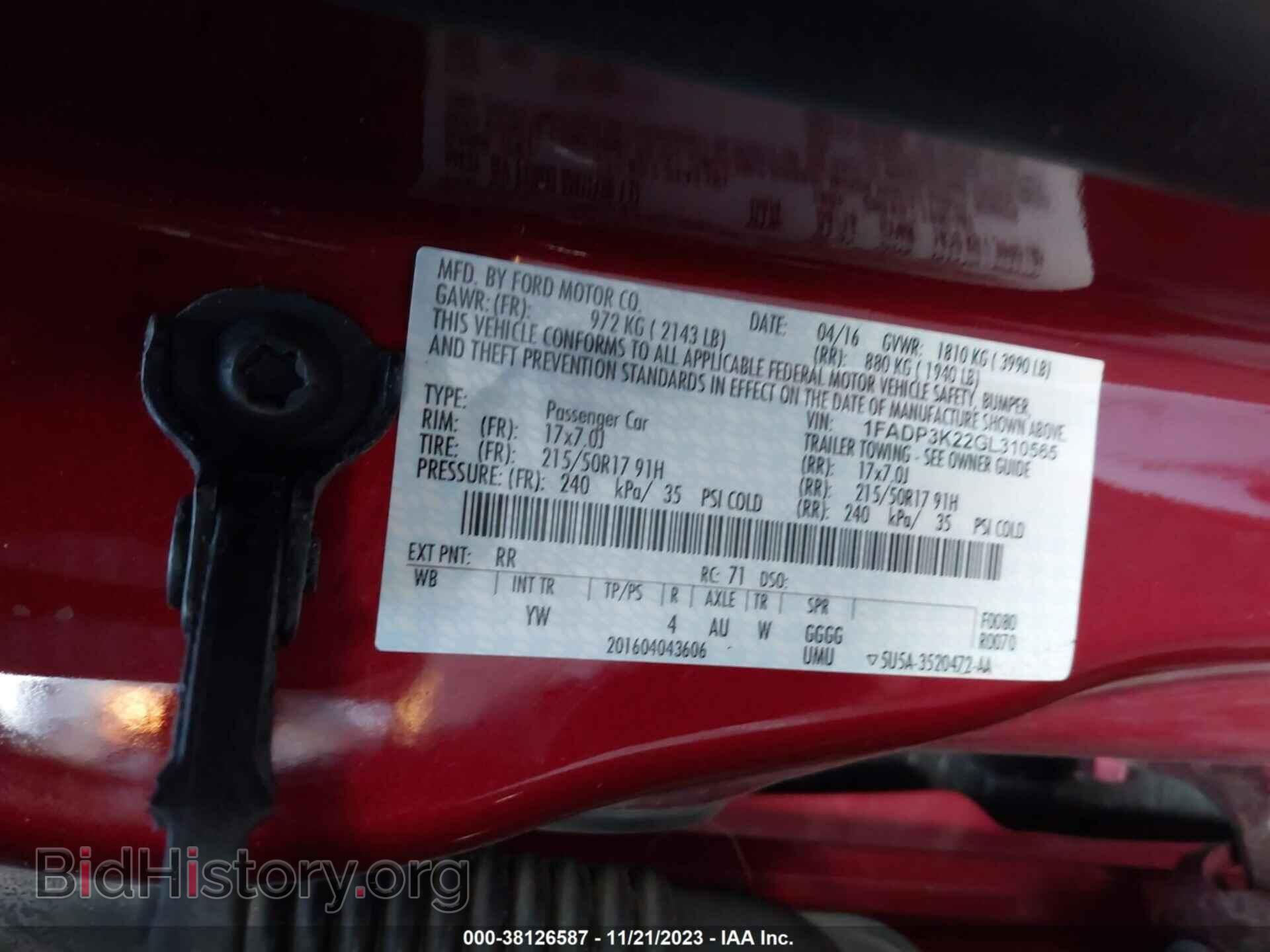 2016 FORD FOCUS - VIN: 1FADP3K22GL310565 - Фото 9