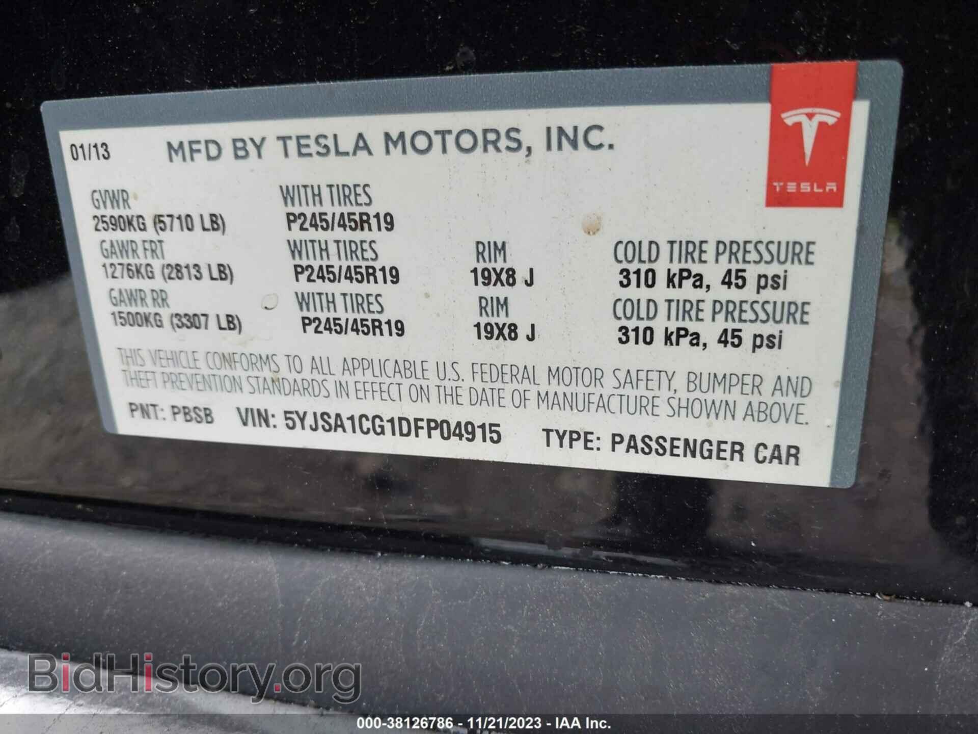 2013 TESLA MODEL S - VIN: 5YJSA1CG1DFP04915 - Photo 9