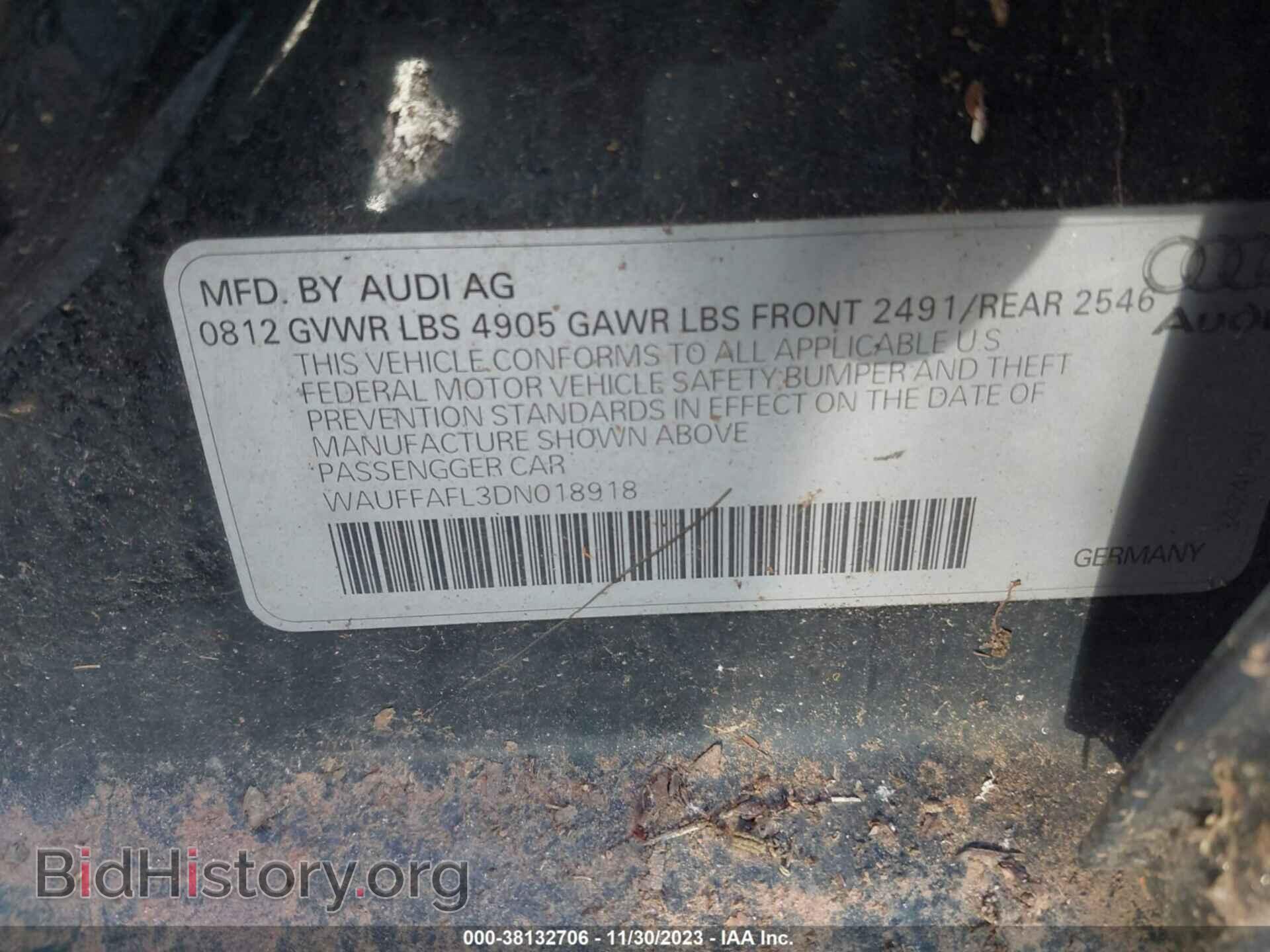 2013 AUDI A4 - VIN: WAUFFAFL3DN018918 - Фото 9