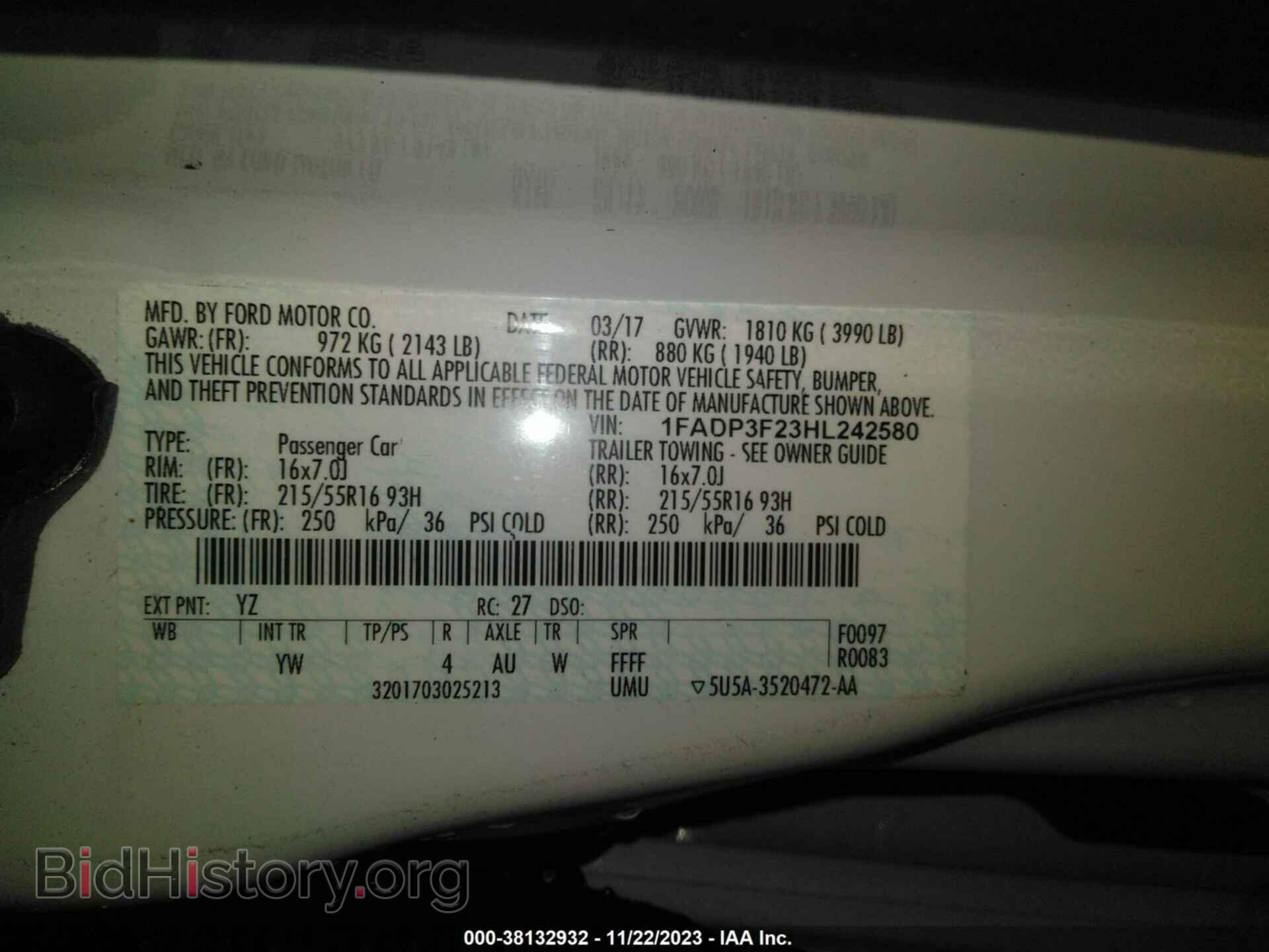 2017 FORD FOCUS - VIN: 1FADP3F23HL242580 - Фото 9