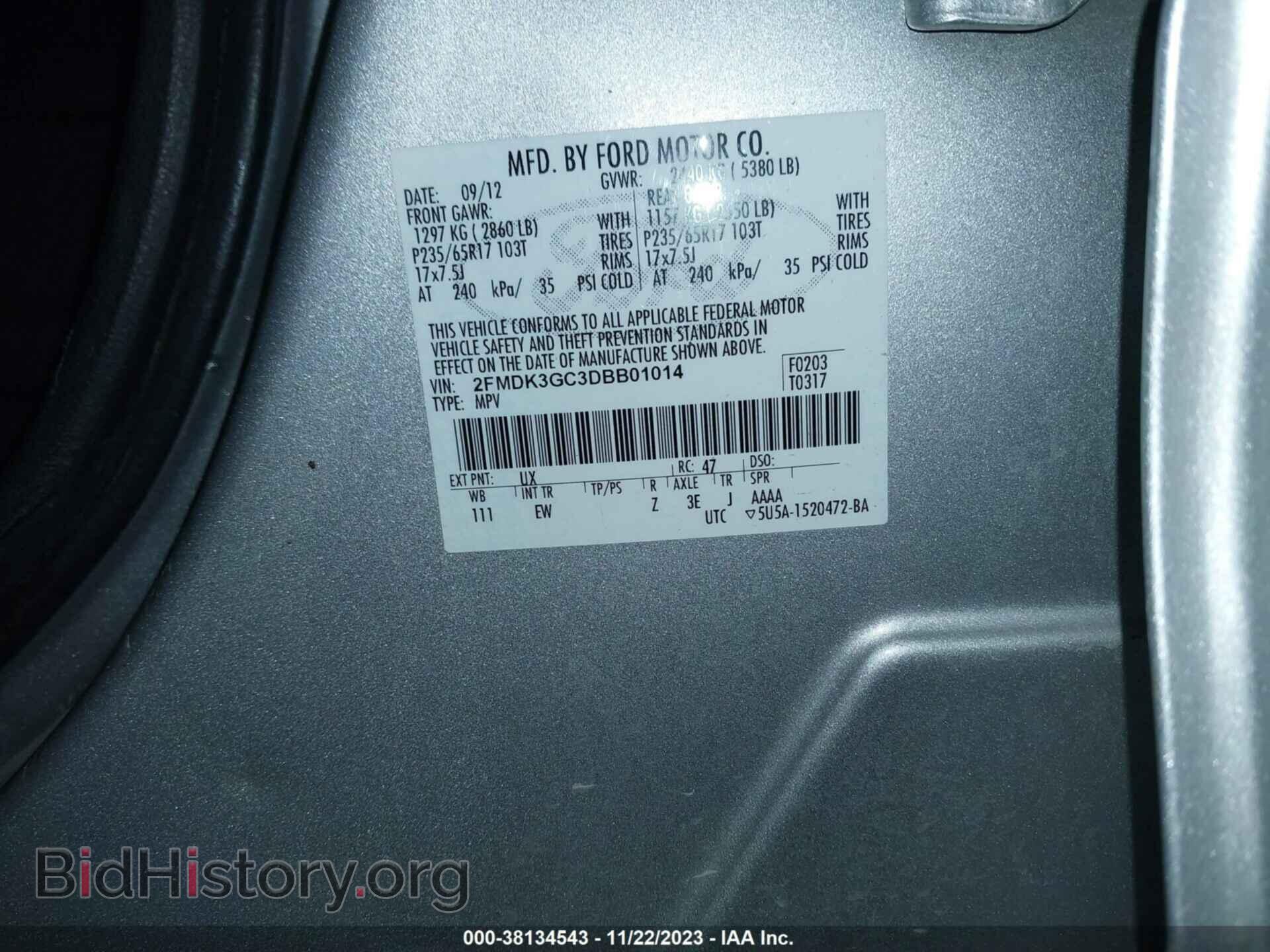 2013 FORD EDGE - VIN: 2FMDK3GC3DBB01014 - Фото 9