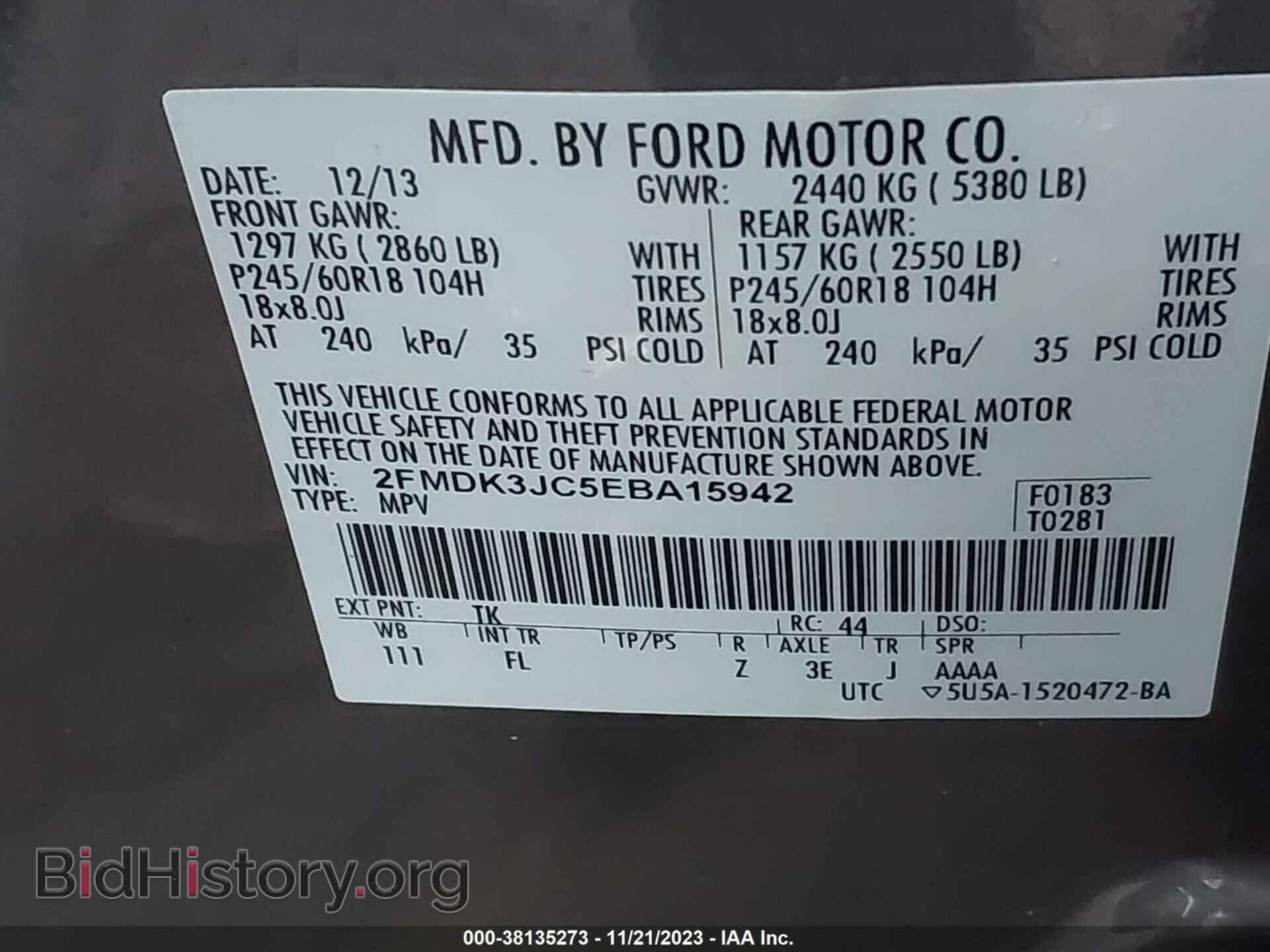 2014 FORD EDGE - VIN: 2FMDK3JC5EBA15942 - Photo 9