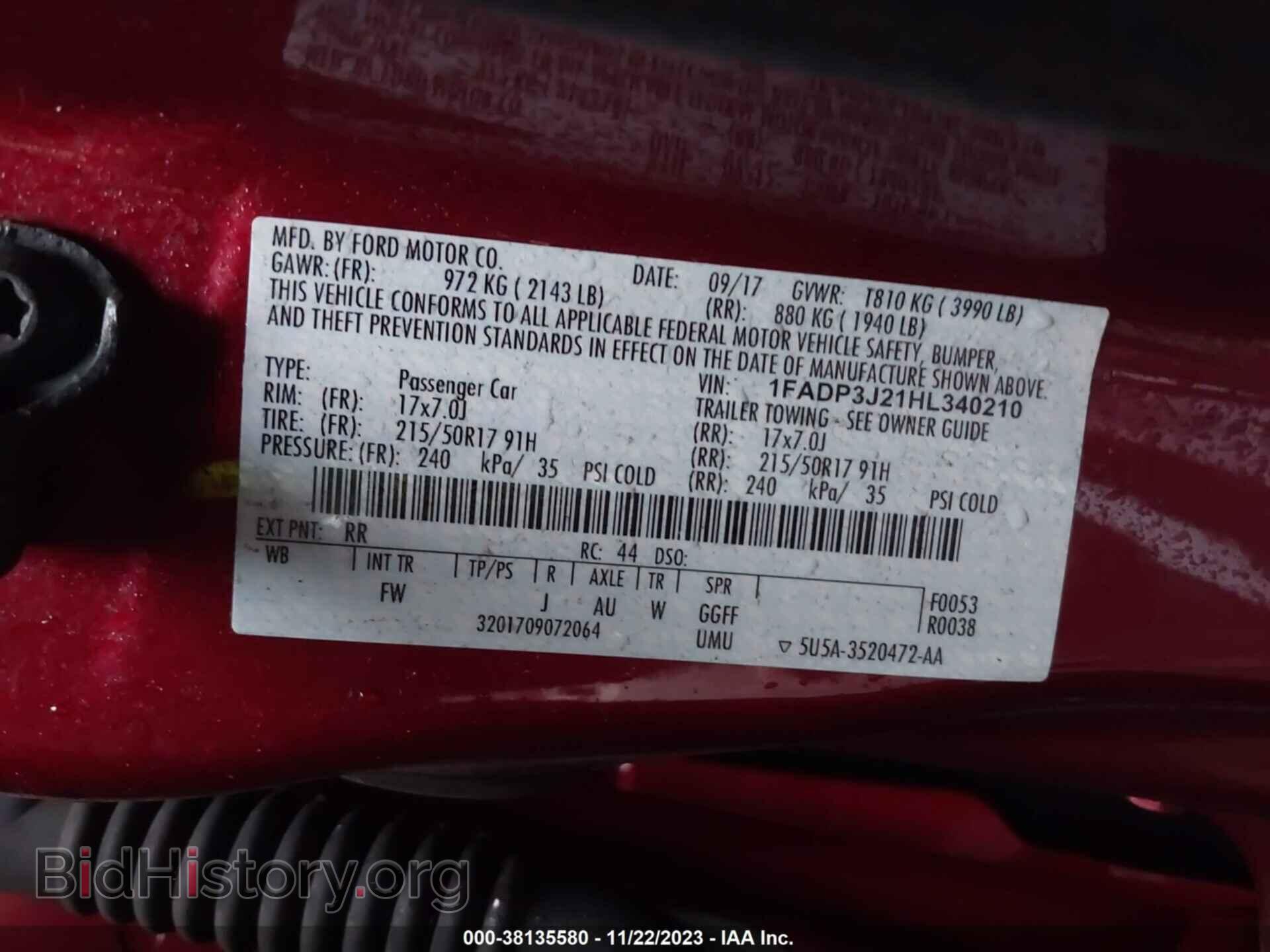 2017 FORD FOCUS - VIN: 1FADP3J21HL340210 - Photo 9
