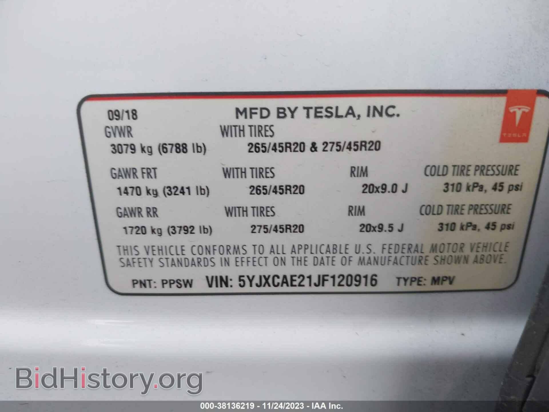 2018 TESLA MODEL X - VIN: 5YJXCAE21JF120916 - Photo 9