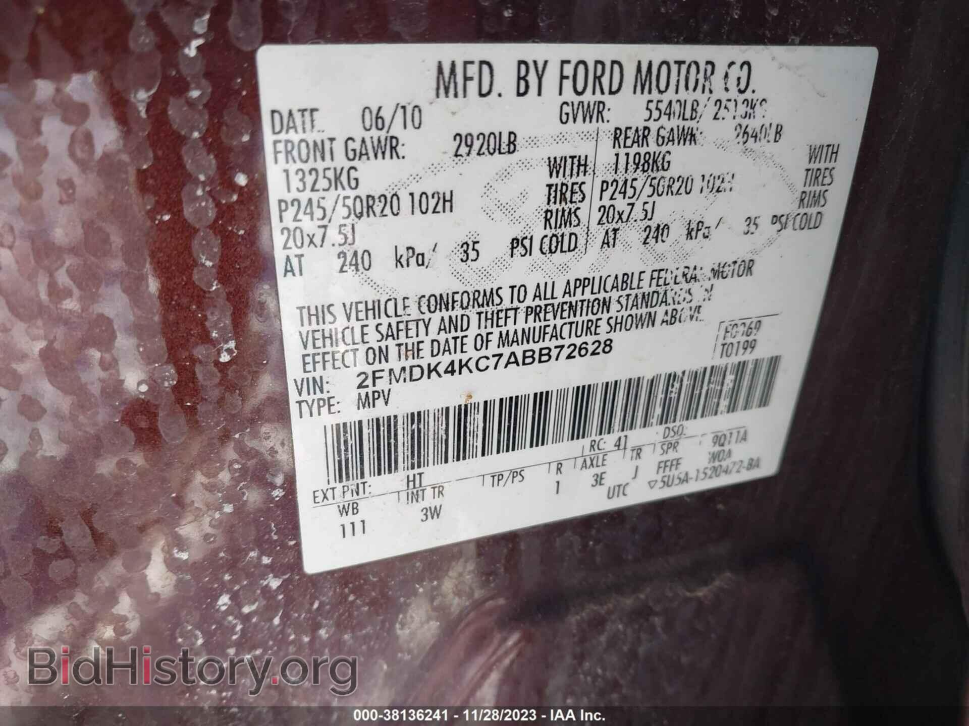 2010 FORD EDGE - VIN: 2FMDK4KC7ABB72628 - Фото 9