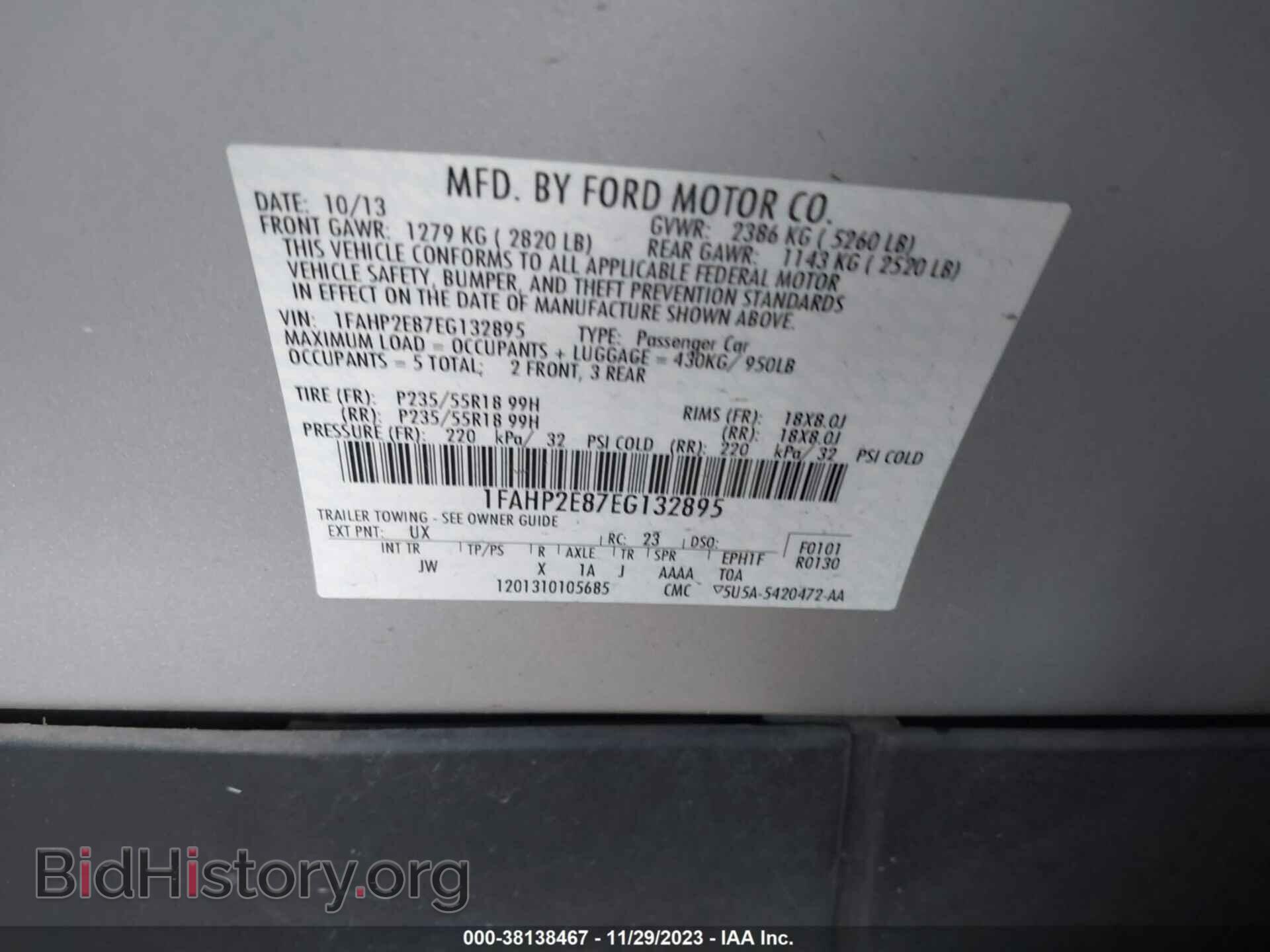 2014 FORD TAURUS - VIN: 1FAHP2E87EG132895 - Photo 9