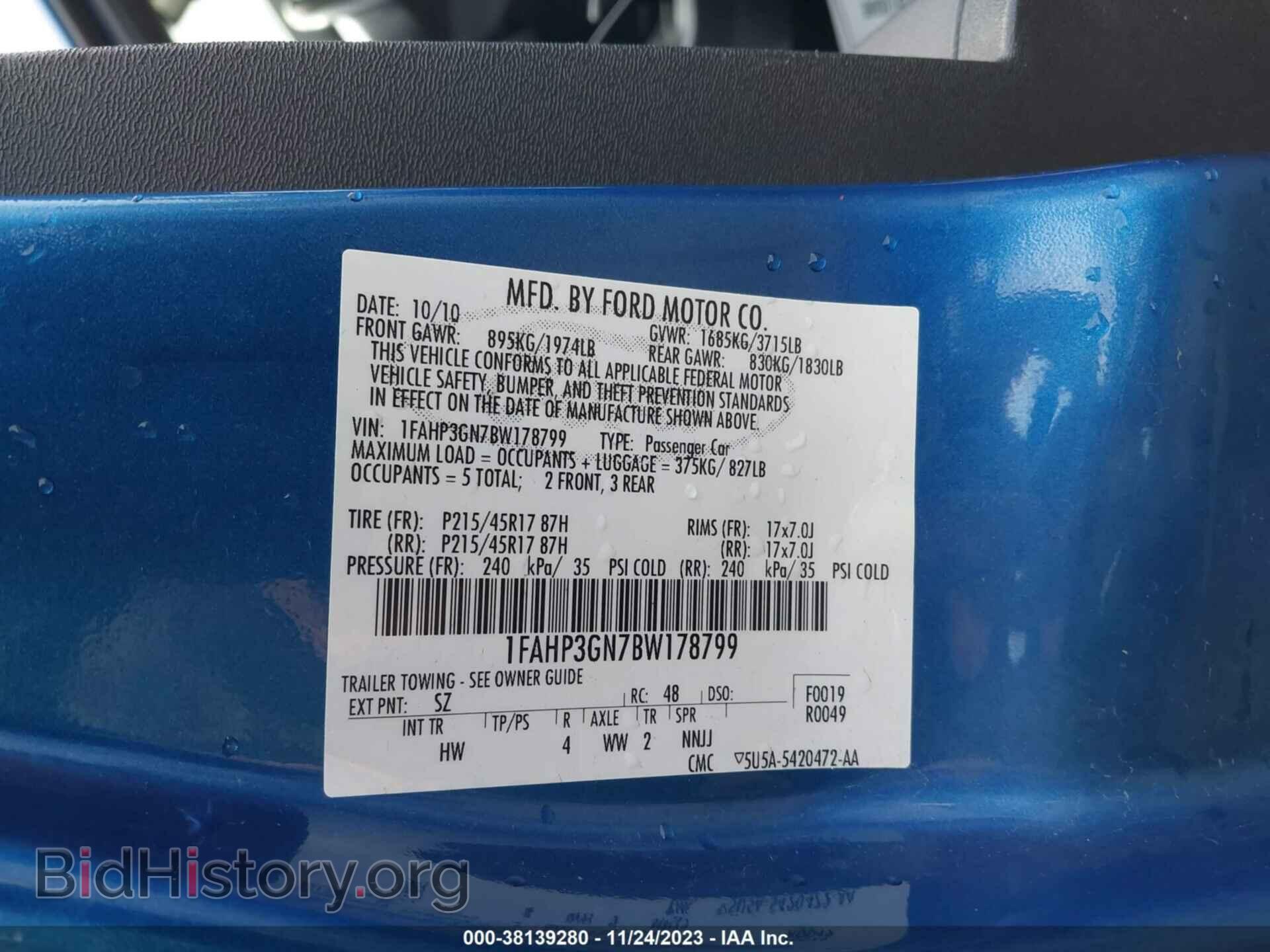 2011 FORD FOCUS - VIN: 1FAHP3GN7BW178799 - Фото 9