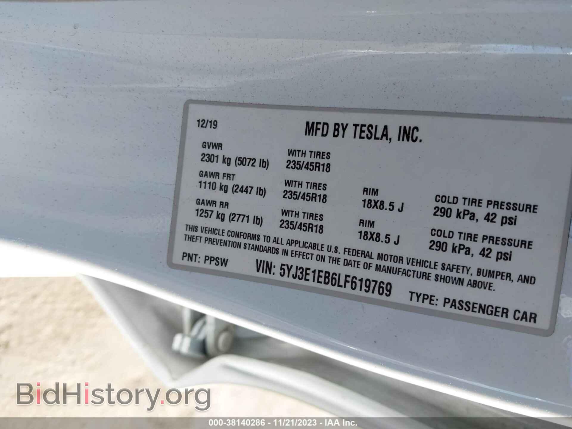 2020 TESLA MODEL 3 - VIN: 5YJ3E1EB6LF619769 - Фото 9