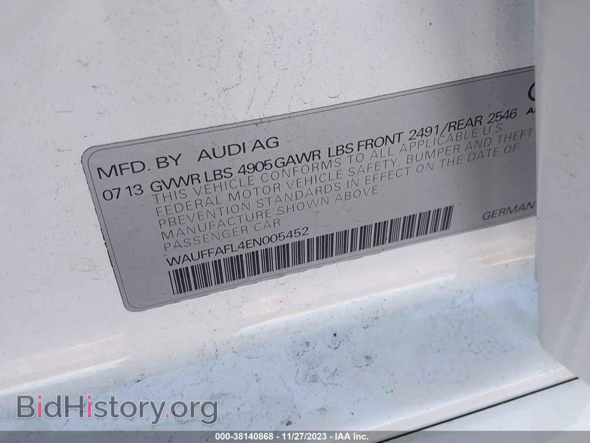 2014 AUDI A4 - VIN: WAUFFAFL4EN005452 - Photo 9
