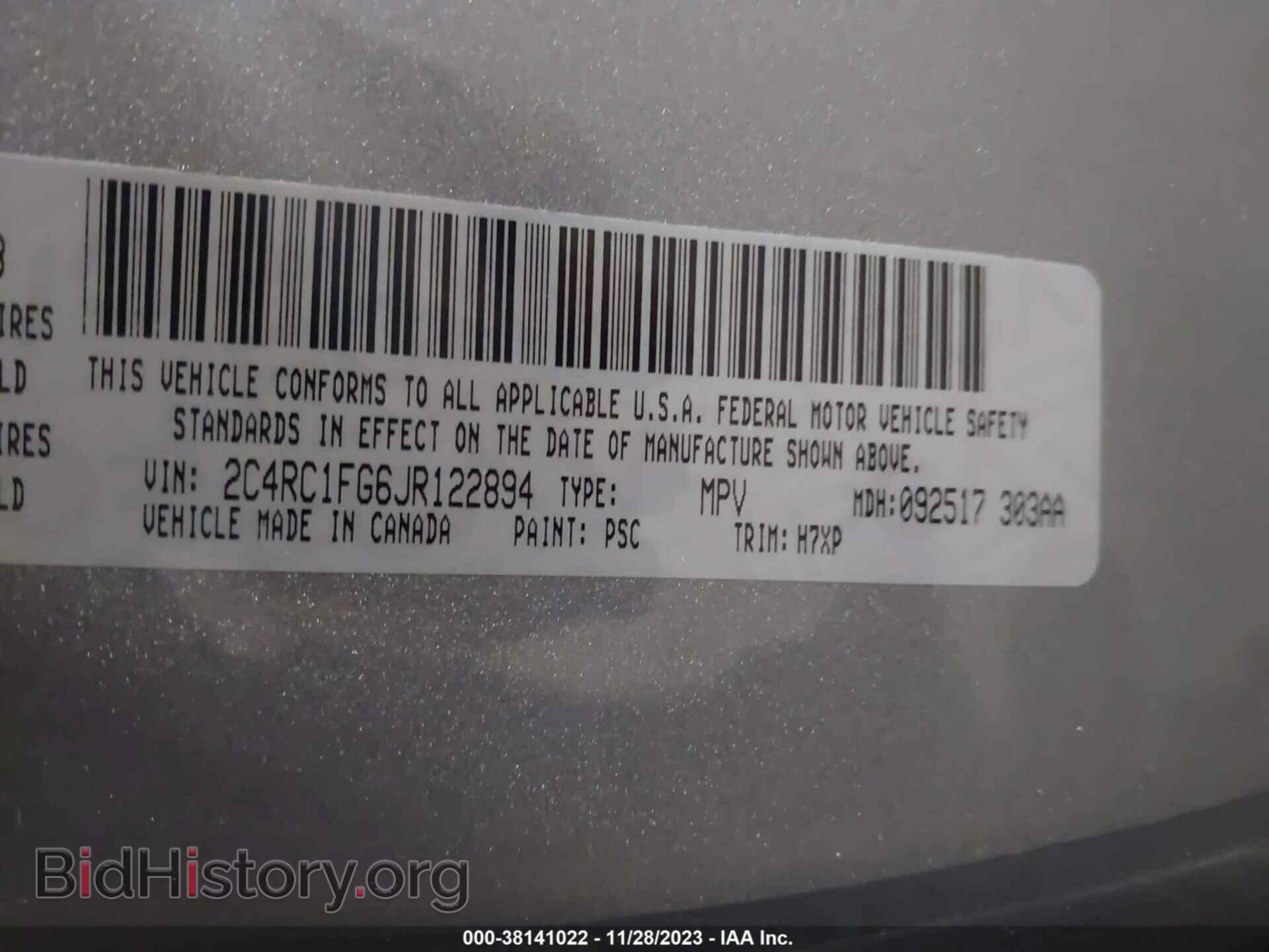 2018 CHRYSLER PACIFICA - VIN: 2C4RC1FG6JR122894 - Фото 9