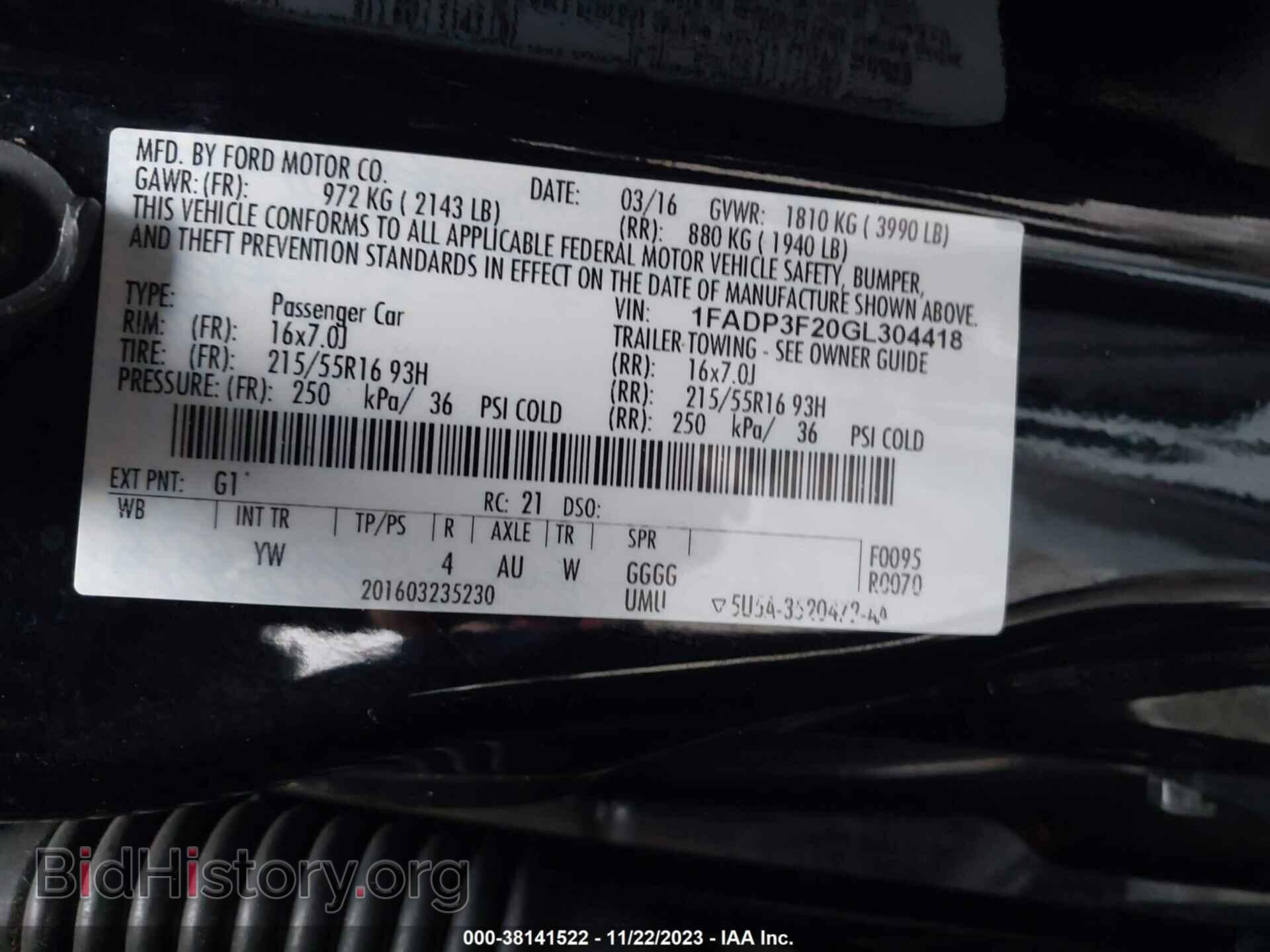 2016 FORD FOCUS - VIN: 1FADP3F20GL304418 - Фото 9