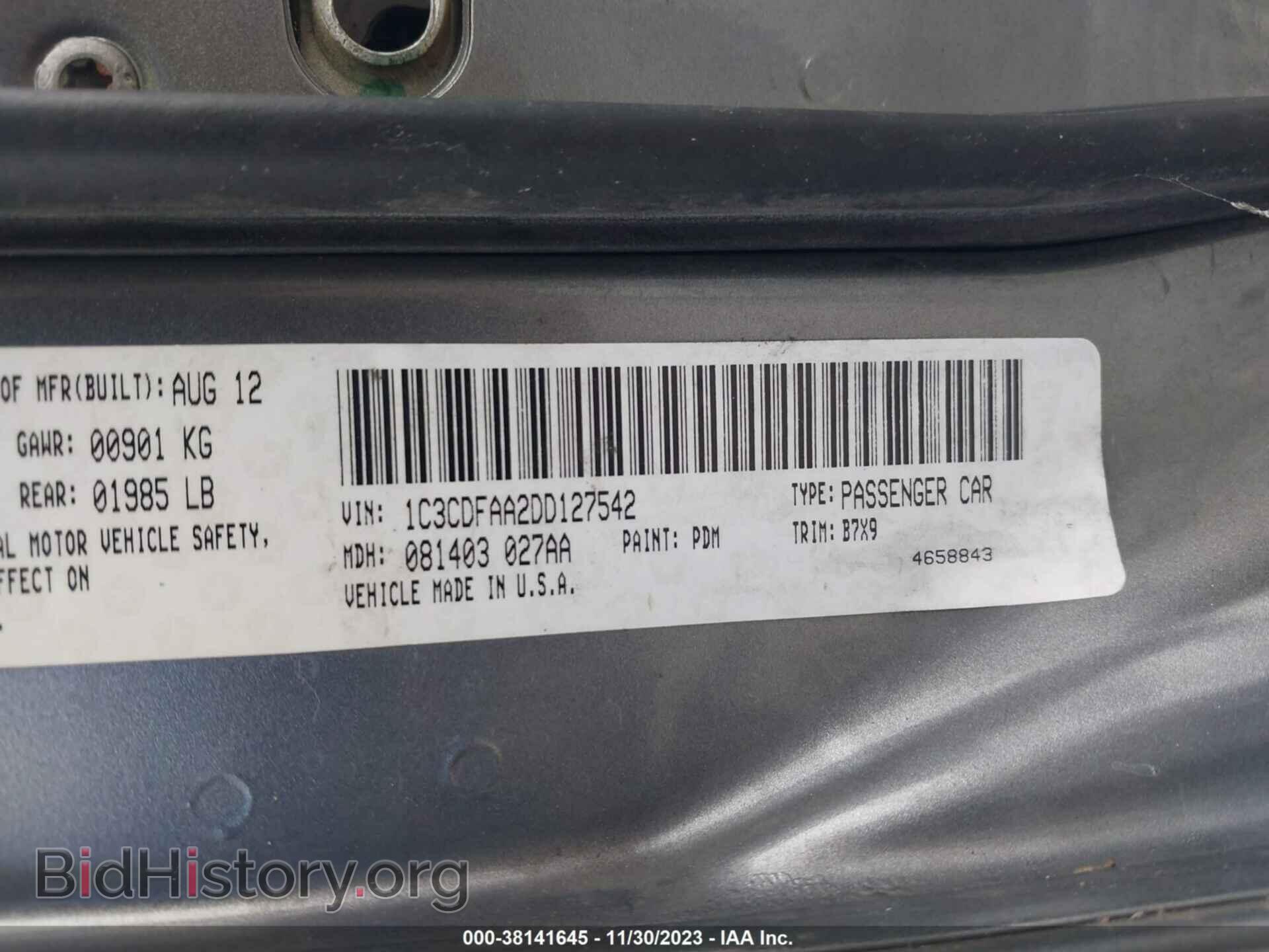 2013 DODGE DART - VIN: 1C3CDFAA2DD127542 - Фото 9
