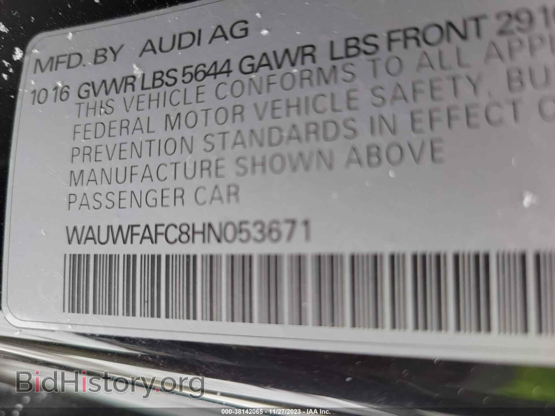 2017 AUDI S7 - VIN: WAUWFAFC8HN053671 - Фото 9