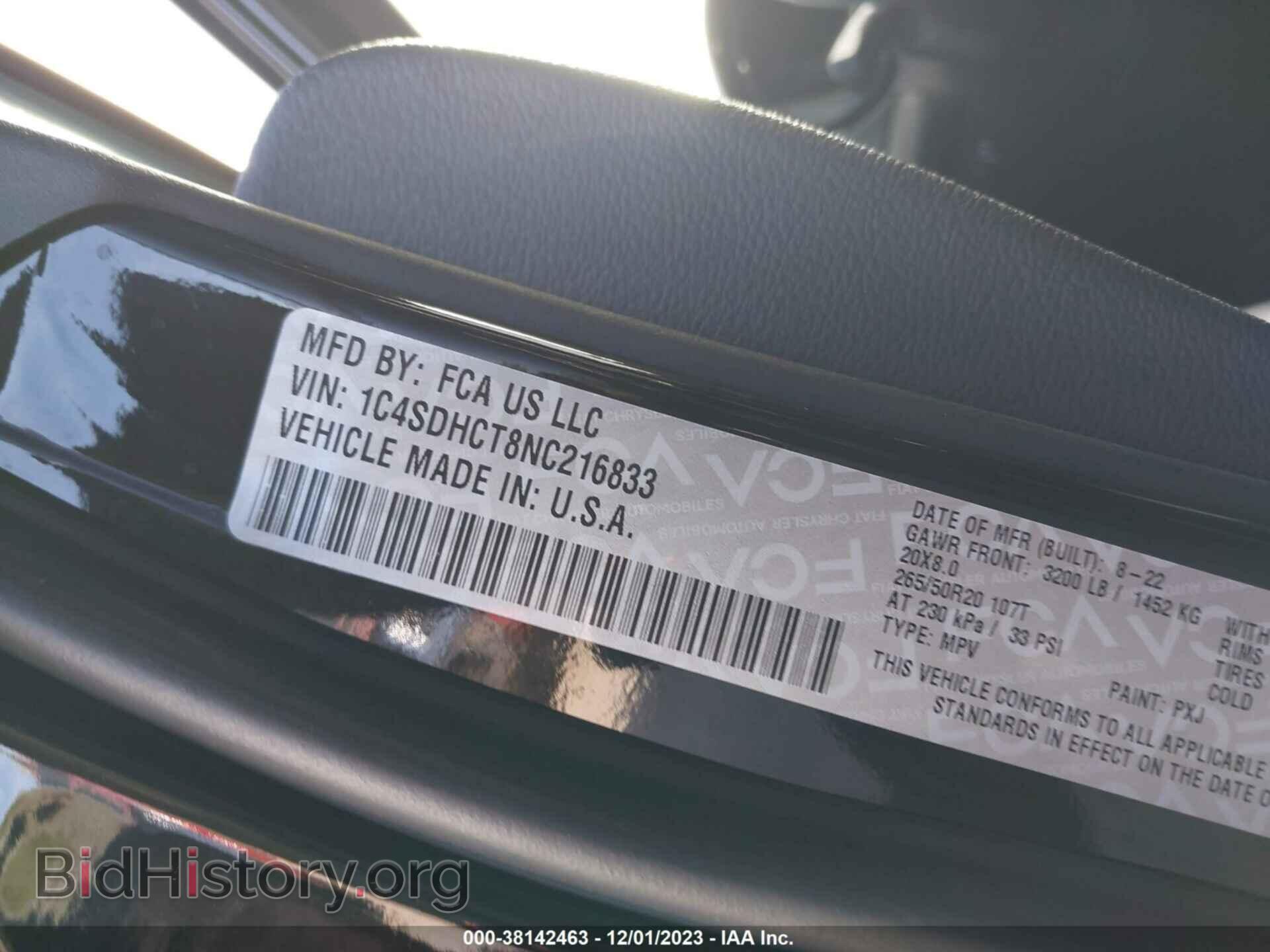 2022 DODGE DURANGO - VIN: 1C4SDHCT8NC216833 - Photo 9