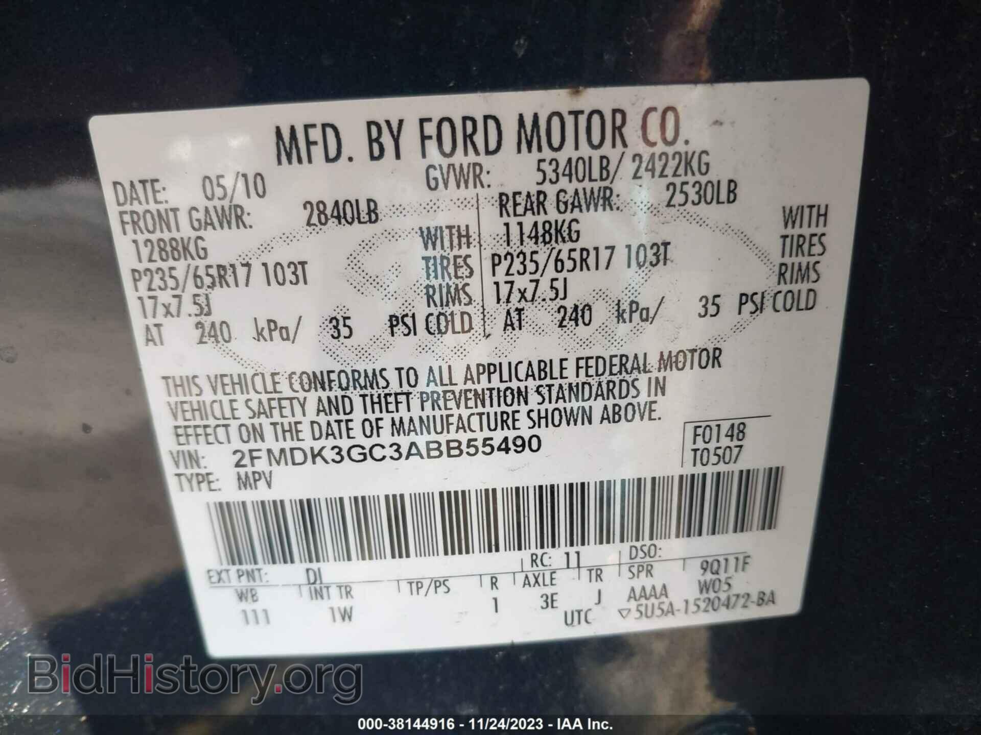 2010 FORD EDGE - VIN: 2FMDK3GC3ABB55490 - Фото 9