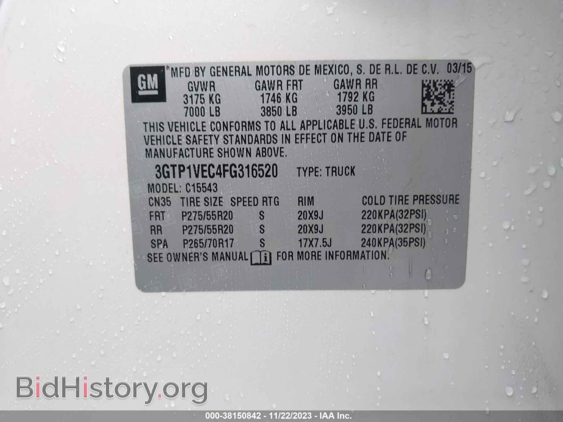 2015 GMC SIERRA 1500 - VIN: 3GTP1VEC4FG316520 - Photo 9