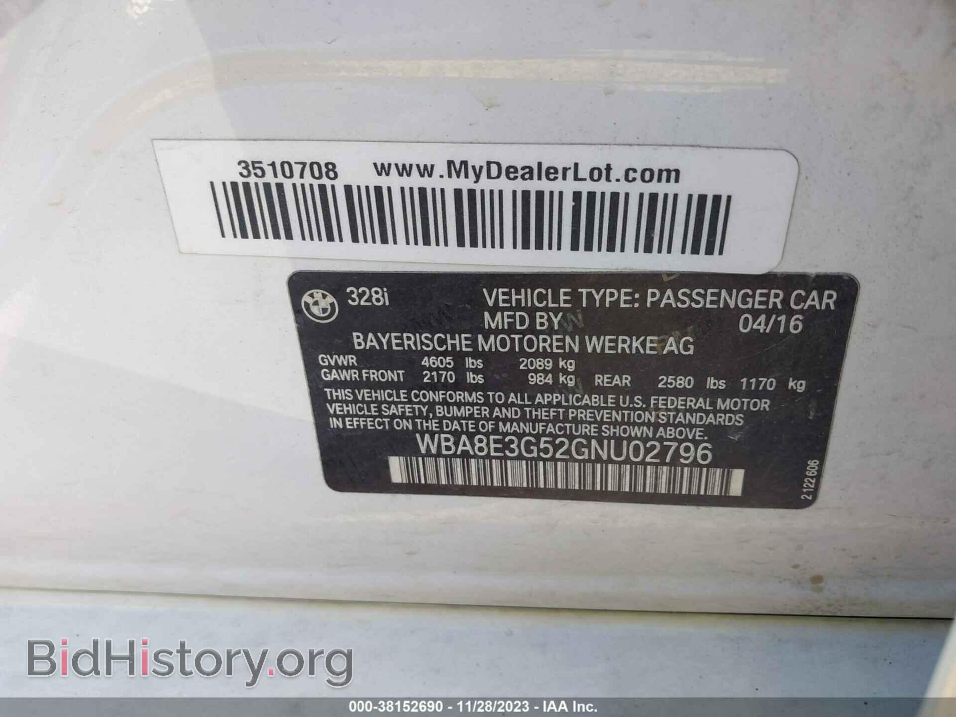 2016 BMW 328I - VIN: WBA8E3G52GNU02796 - Фото 9