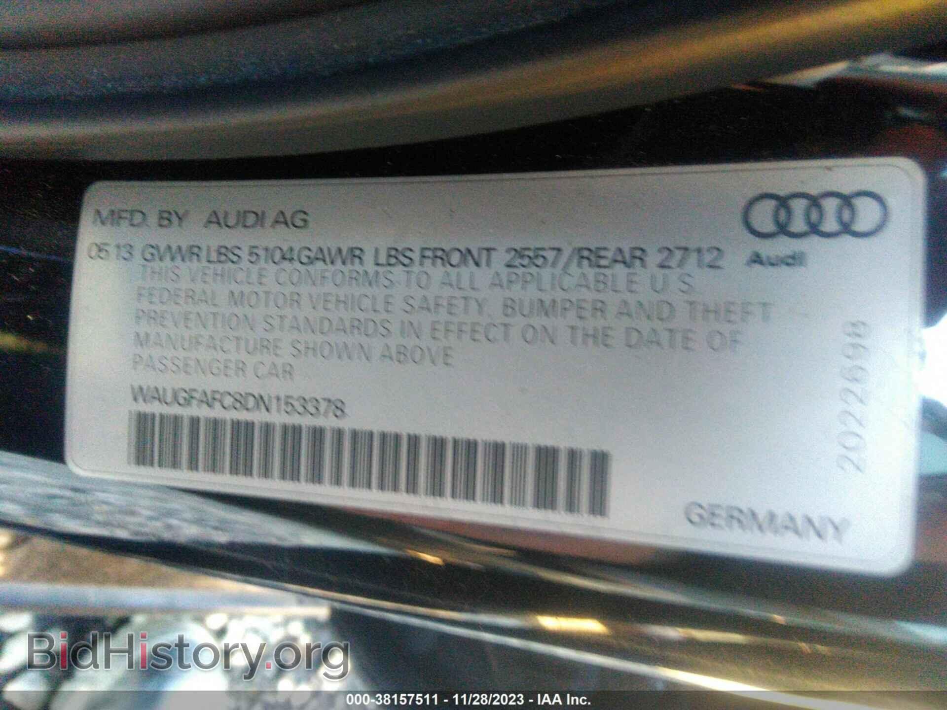 2013 AUDI A6 - VIN: WAUGFAFC8DN153378 - Фото 9