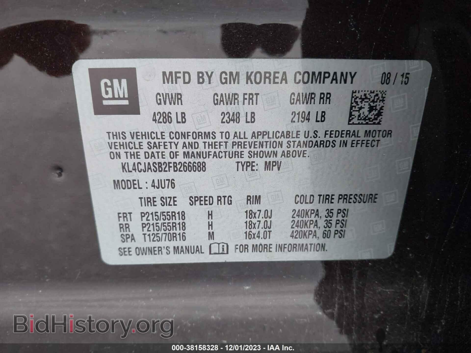 2015 BUICK ENCORE - VIN: KL4CJASB2FB266688 - Photo 9