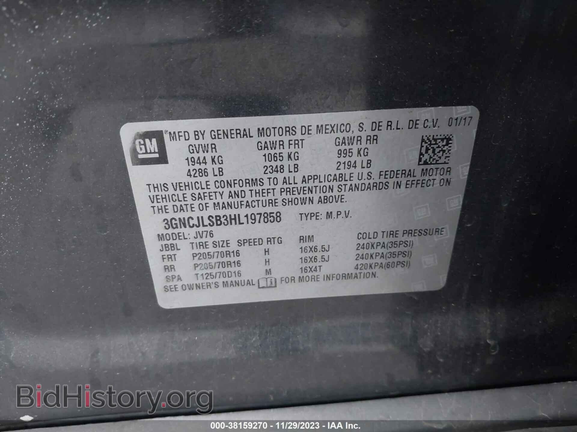 2017 CHEVROLET TRAX - VIN: 3GNCJLSB3HL197858 - Photo 9