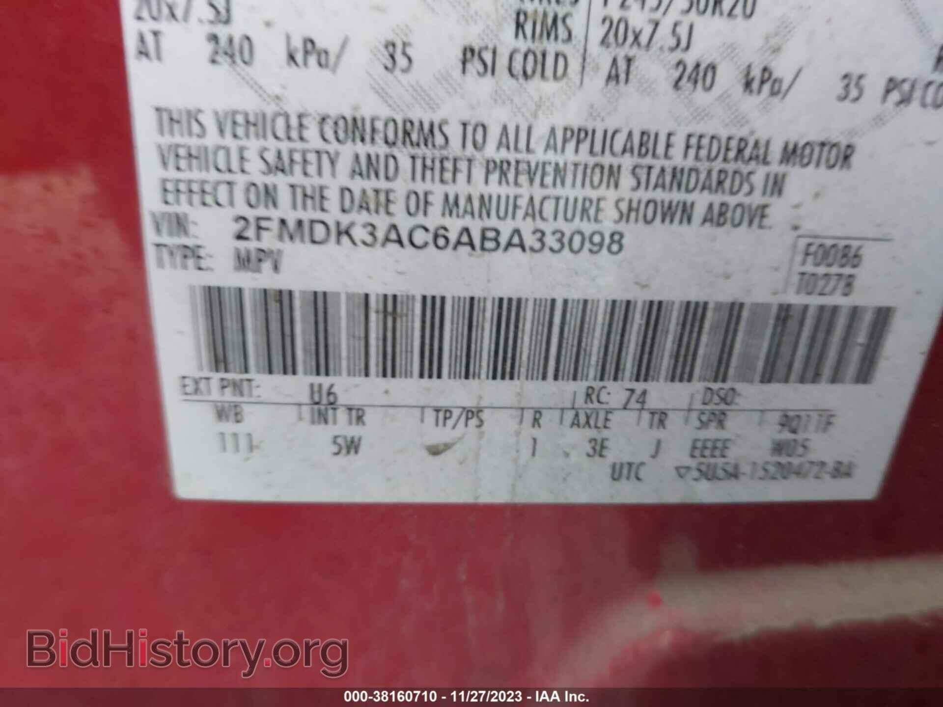 2010 FORD EDGE - VIN: 2FMDK3AC6ABA33098 - Фото 9