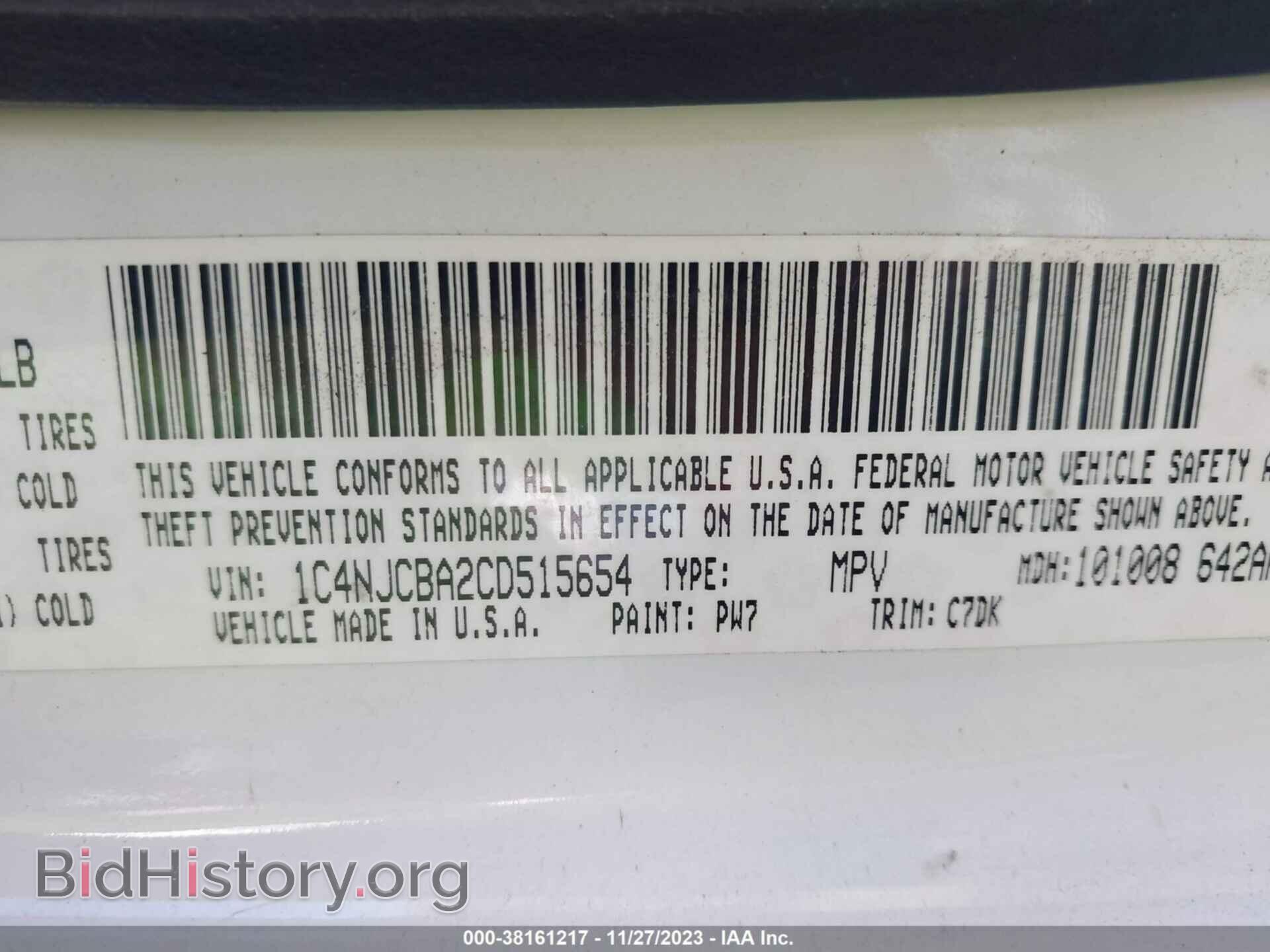2012 JEEP COMPASS - VIN: 1C4NJCBA2CD515654 - Фото 9