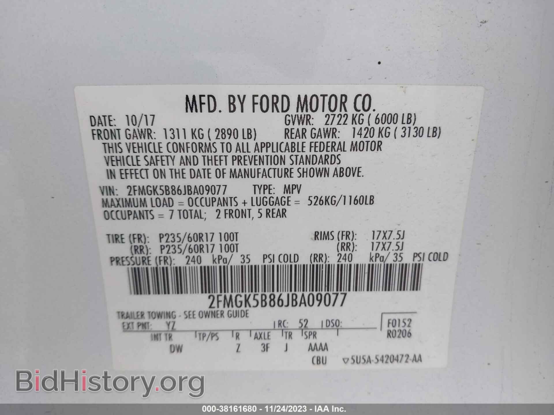 2018 FORD FLEX - VIN: 2FMGK5B86JBA09077 - Photo 9