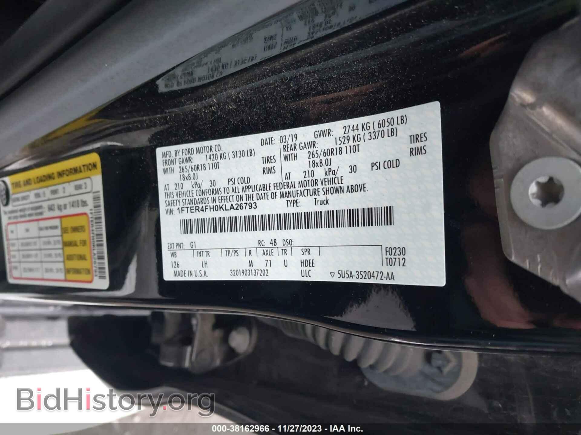 2019 FORD RANGER - VIN: 1FTER4FH0KLA26793 - Фото 9