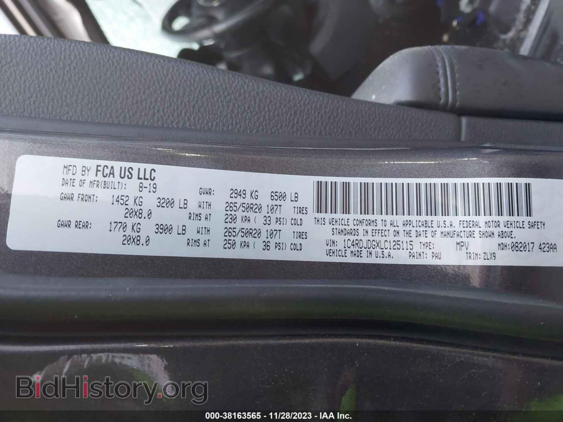 2020 DODGE DURANGO - VIN: 1C4RDJDGXLC125115 - Фото 9