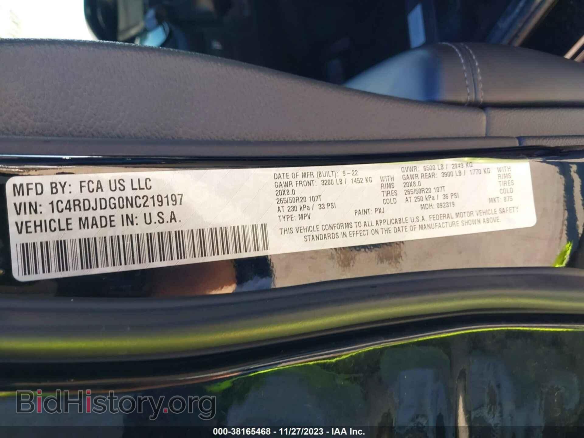 2022 DODGE DURANGO - VIN: 1C4RDJDG0NC219197 - Фото 9