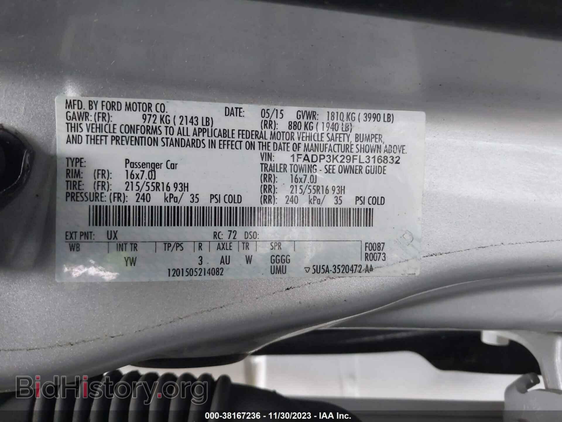 2015 FORD FOCUS - VIN: 1FADP3K29FL316832 - Photo 9