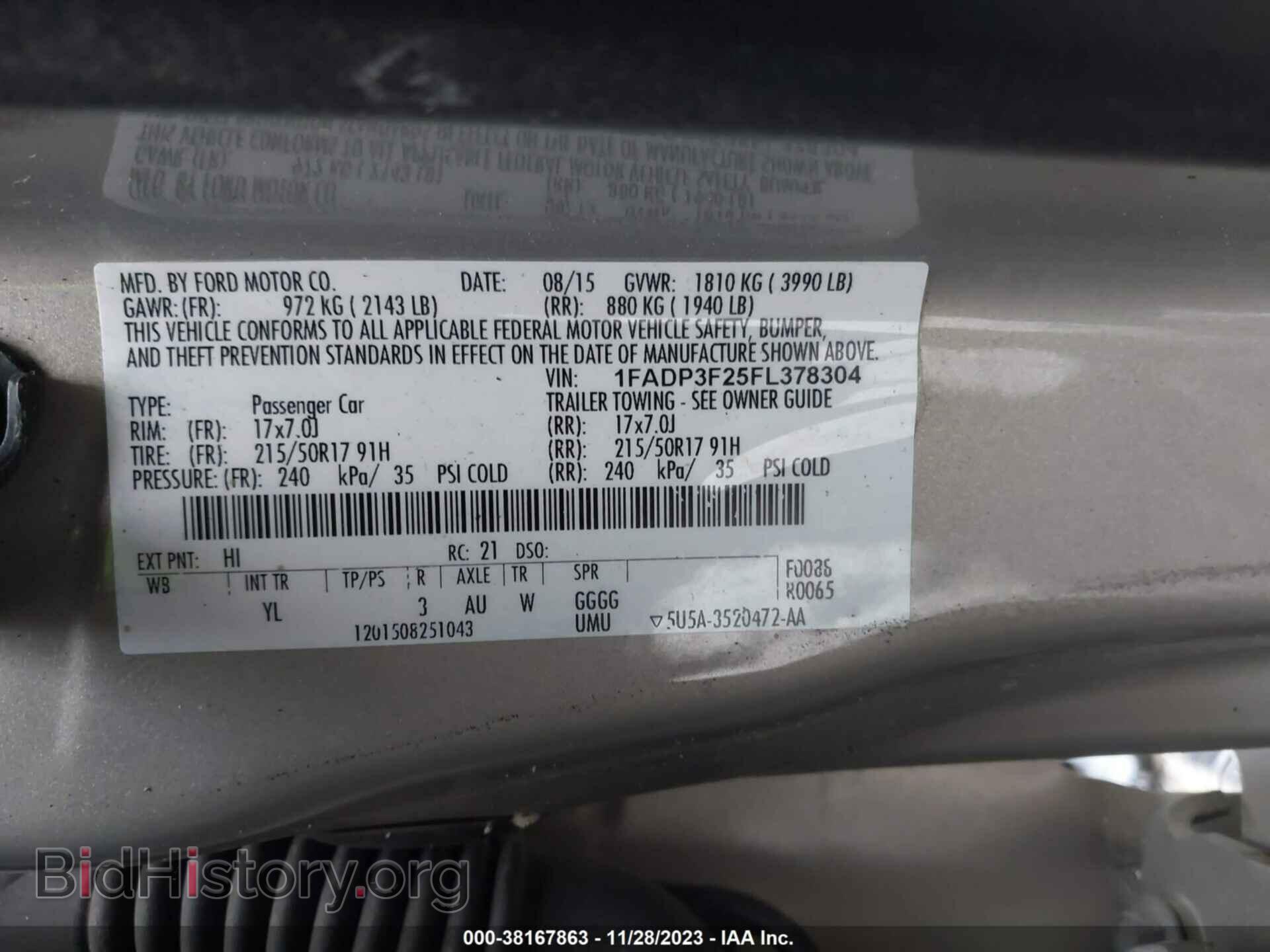 2015 FORD FOCUS - VIN: 1FADP3F25FL378304 - Фото 9