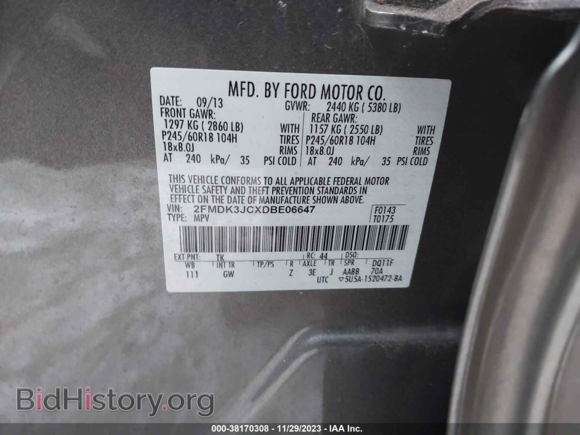 2013 FORD EDGE - VIN: 2FMDK3JCXDBE06647 - Photo 9