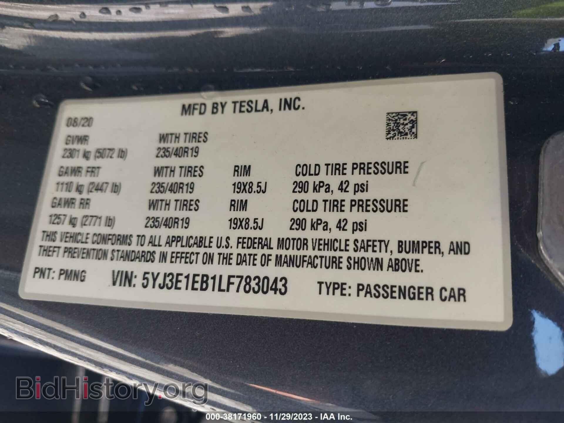 2020 TESLA MODEL 3 - VIN: 5YJ3E1EB1LF783043 - Фото 9