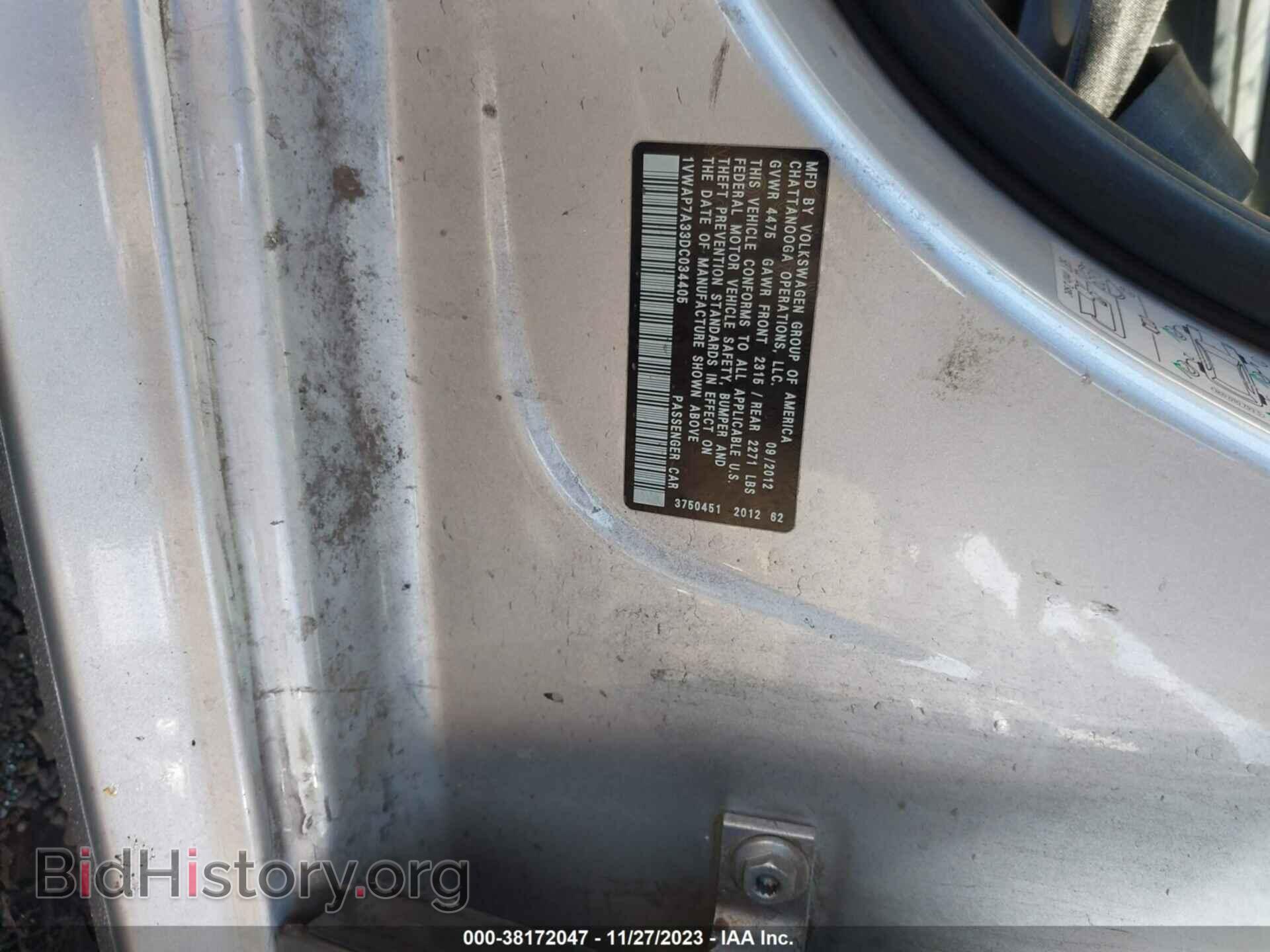 2013 VOLKSWAGEN PASSAT - VIN: 1VWAP7A33DC034405 - Фото 9