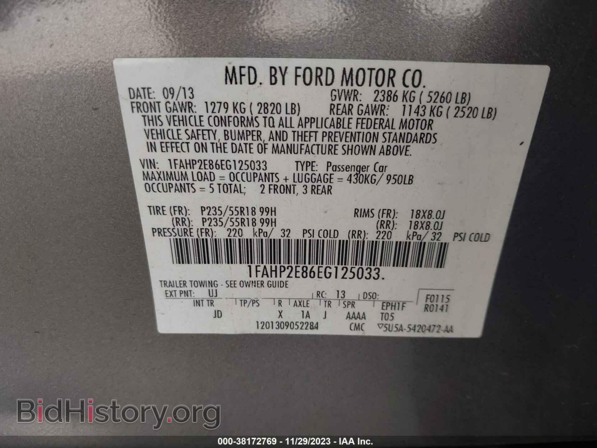 2014 FORD TAURUS - VIN: 1FAHP2E86EG125033 - Photo 9