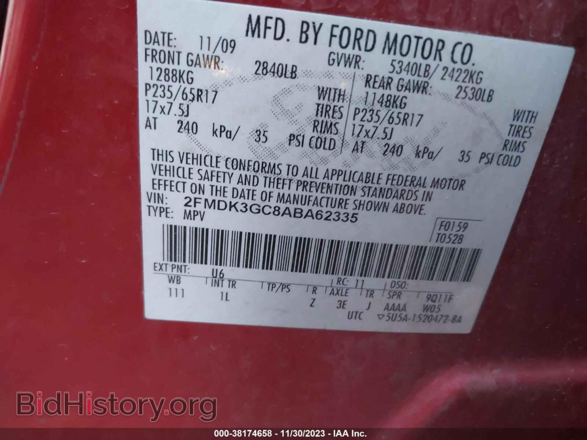 2010 FORD EDGE - VIN: 2FMDK3GC8ABA62335 - Фото 8