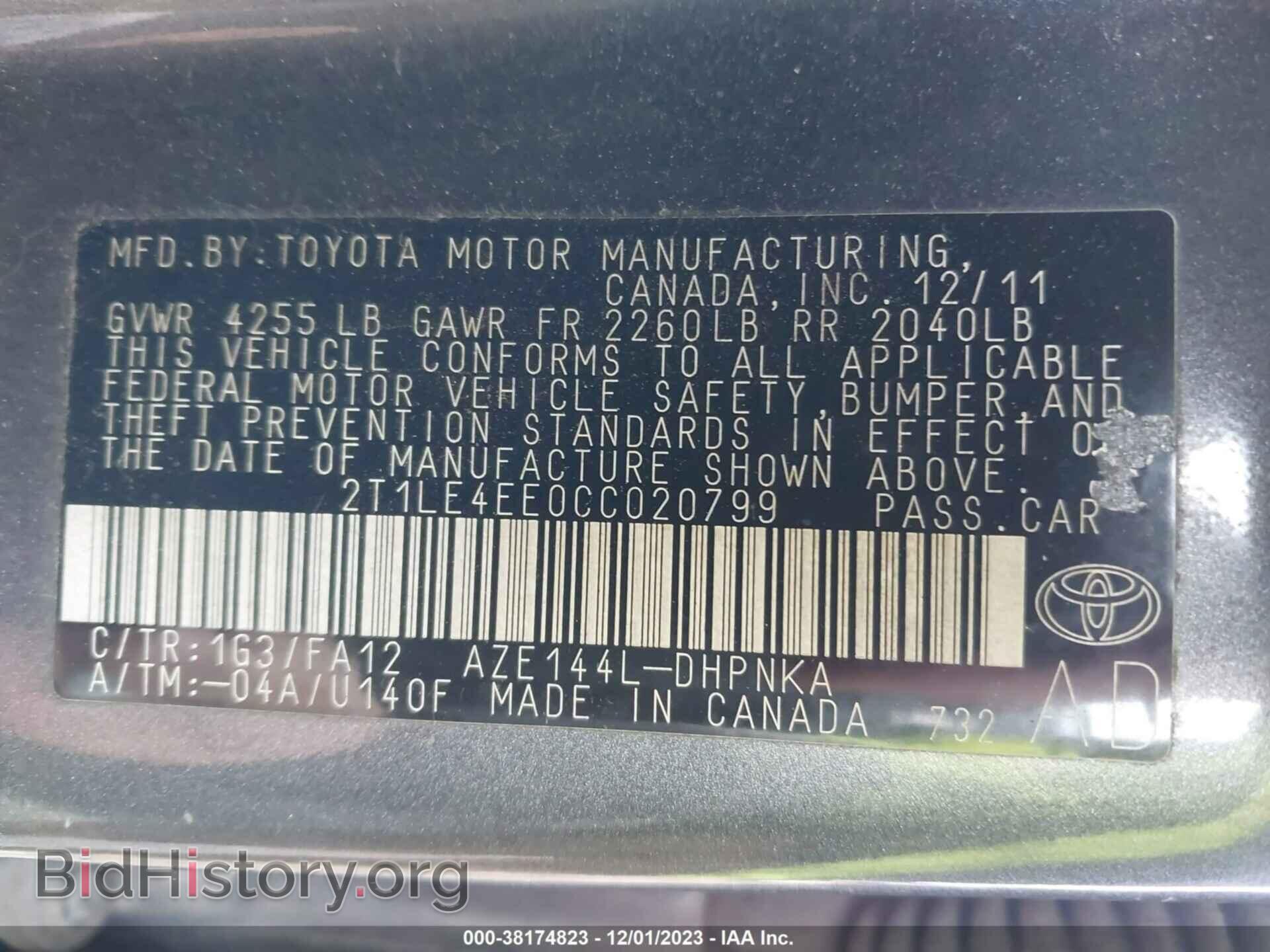 2012 TOYOTA MATRIX - VIN: 2T1LE4EE0CC020799 - Фото 9