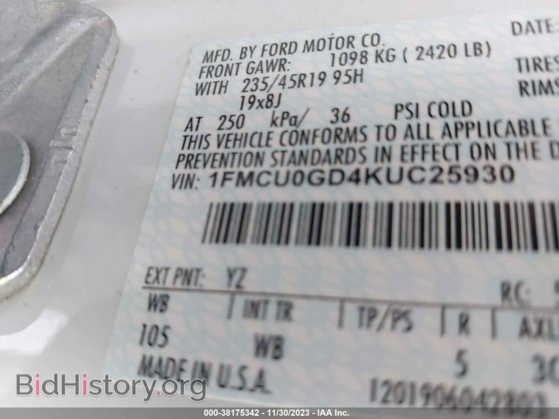 2019 FORD ESCAPE - VIN: 1FMCU0GD4KUC25930 - Фото 9