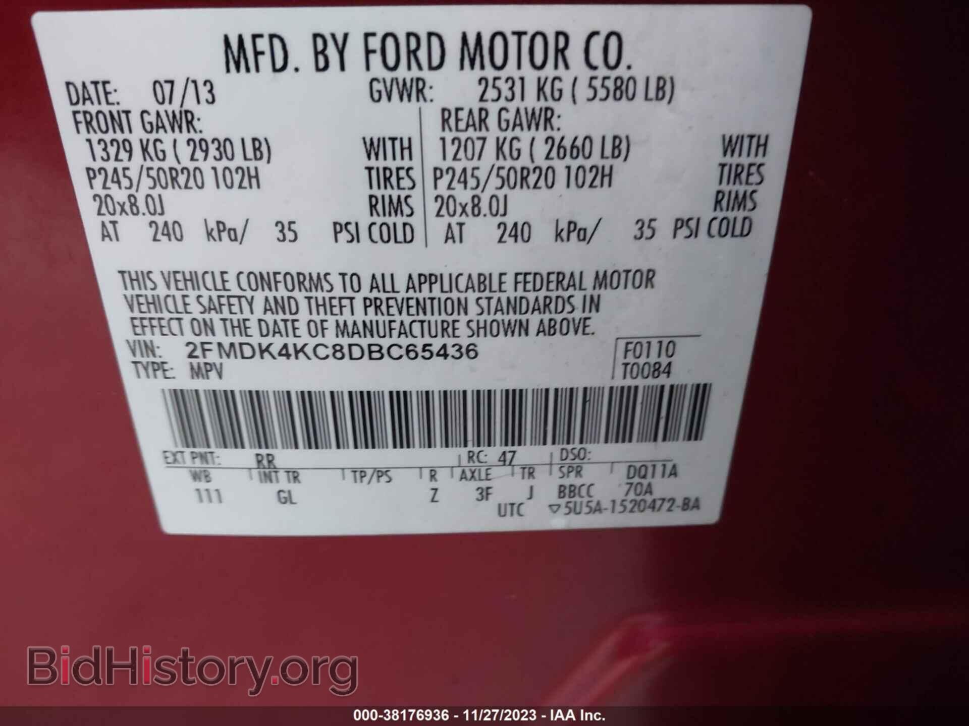 2013 FORD EDGE - VIN: 2FMDK4KC8DBC65436 - Photo 9