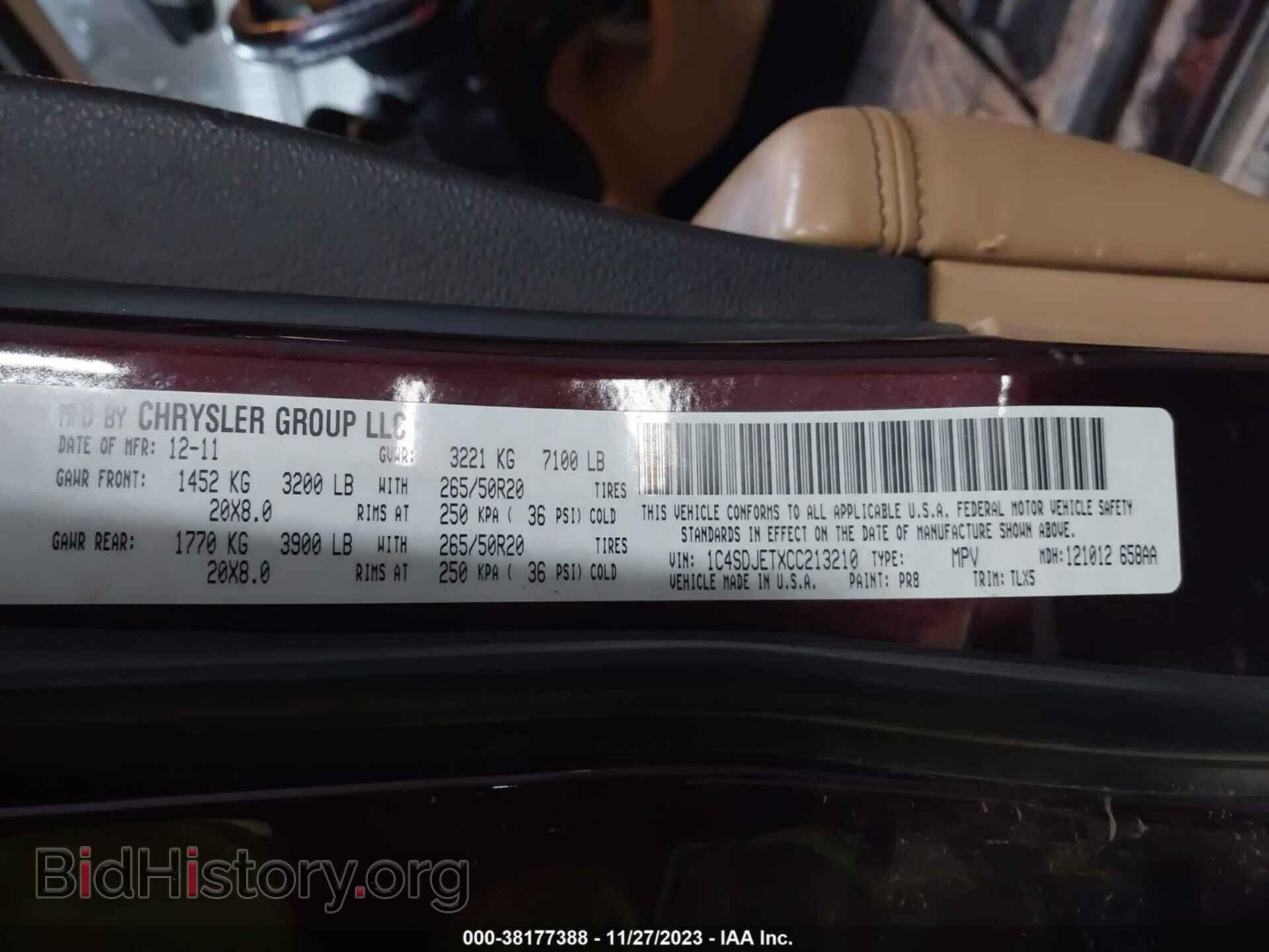2012 DODGE DURANGO - VIN: 1C4SDJETXCC213210 - Фото 9