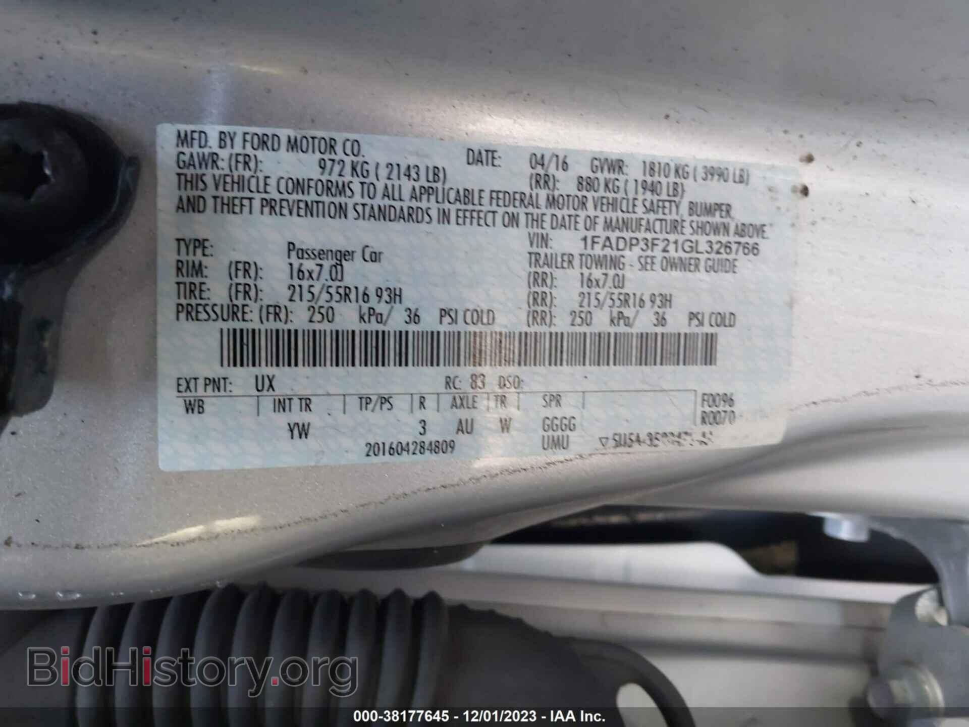 2016 FORD FOCUS - VIN: 1FADP3F21GL326766 - Фото 9