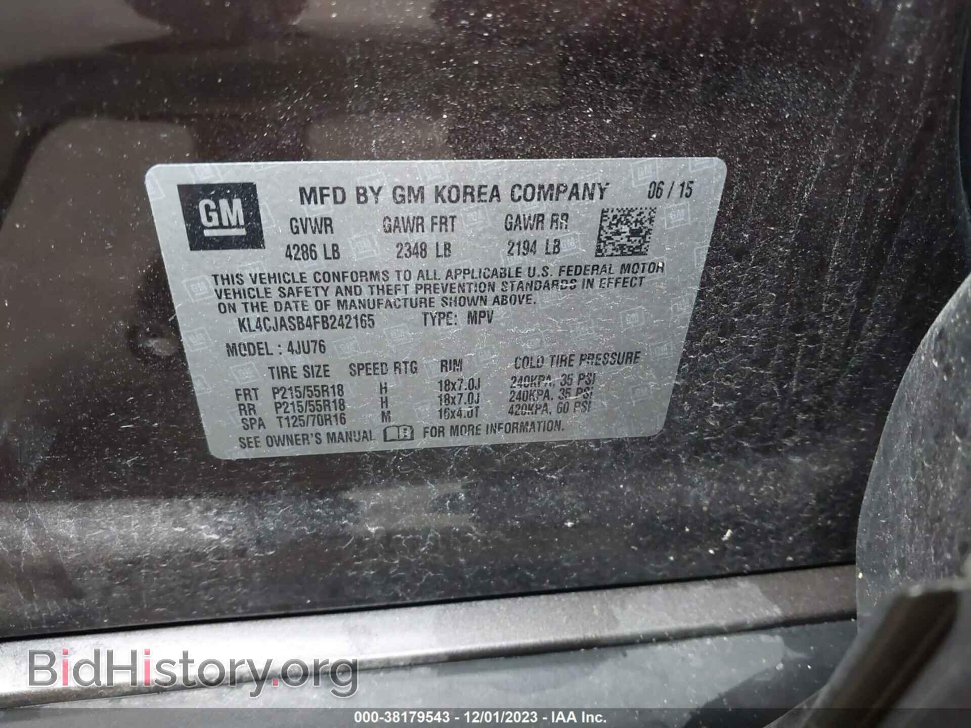 2015 BUICK ENCORE - VIN: KL4CJASB4FB242165 - Photo 9